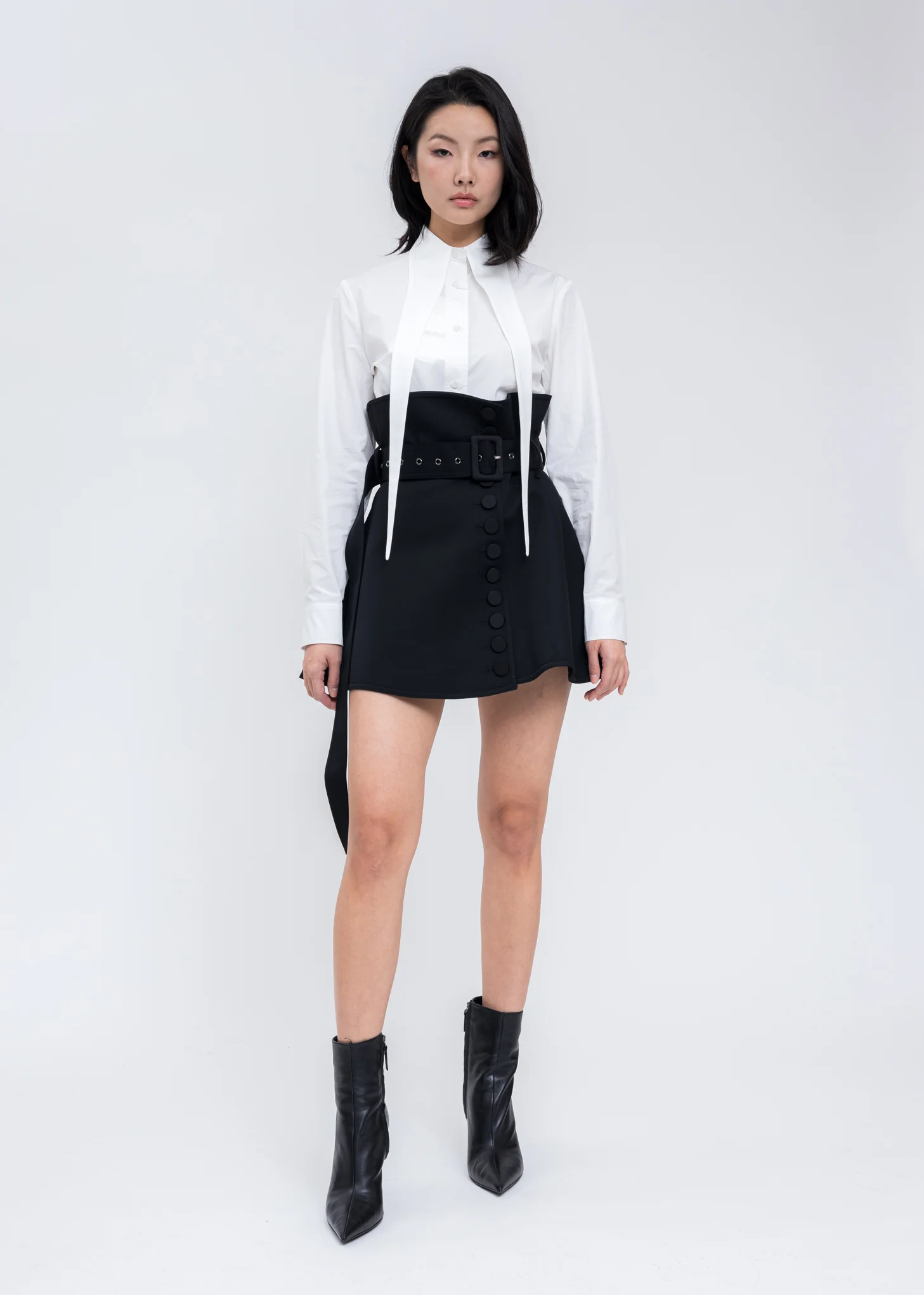 White Slim Fitneo Elf Collar Shirt - Image 6