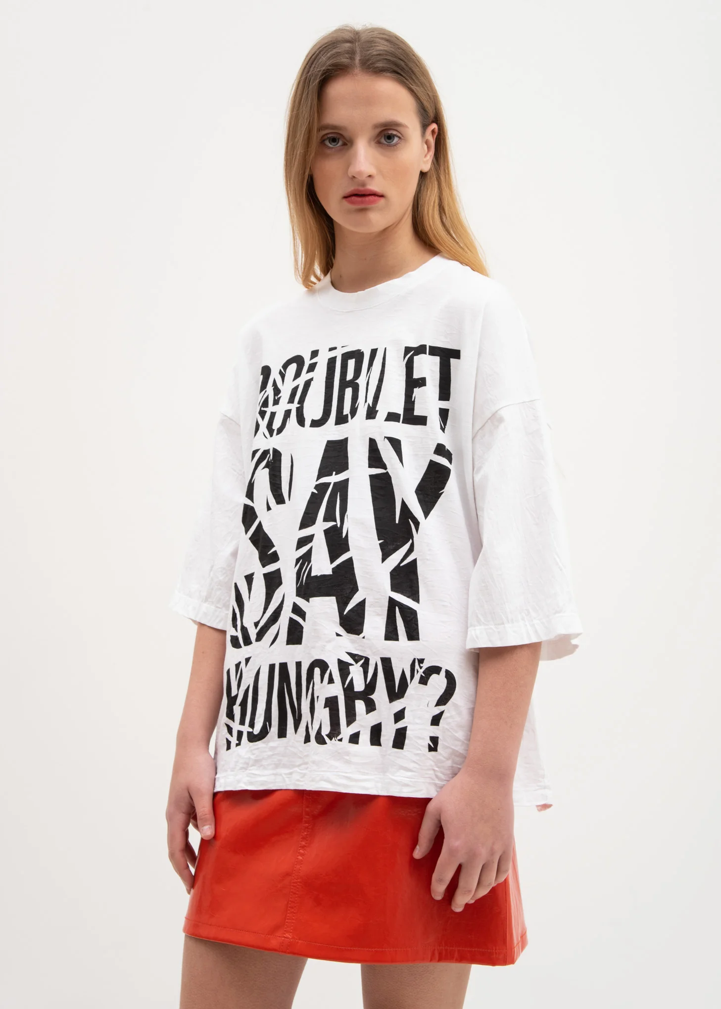White Slogan T-Shirt in Instant Noodle Cup - Image 4