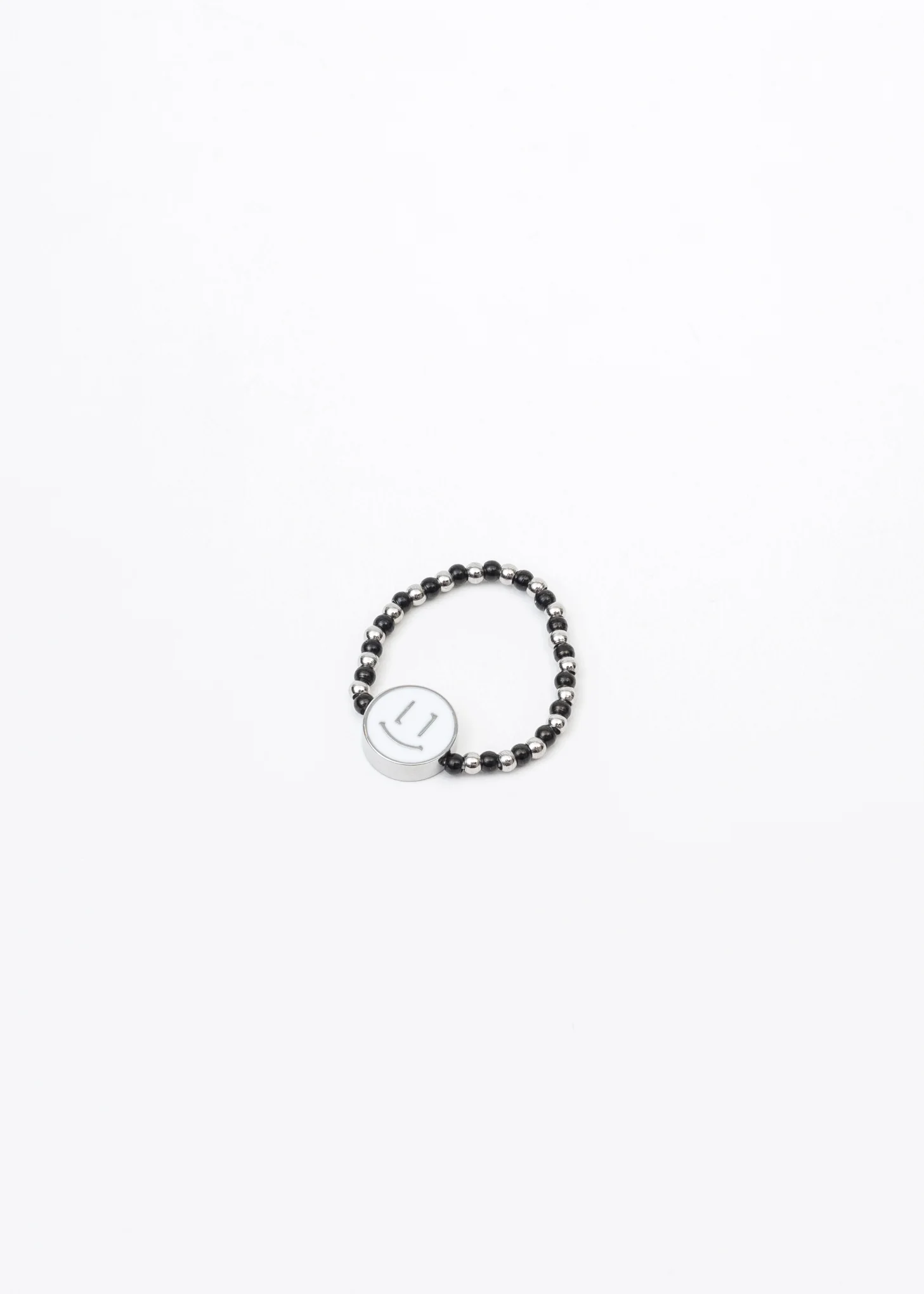 White Smiley Face Beaded Ring