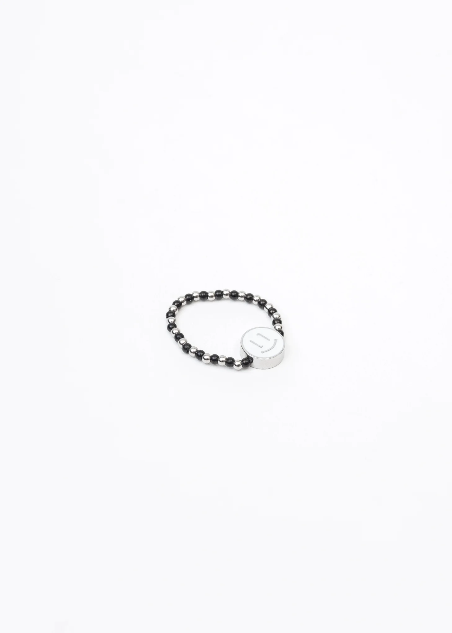 White Smiley Face Beaded Ring - Image 5