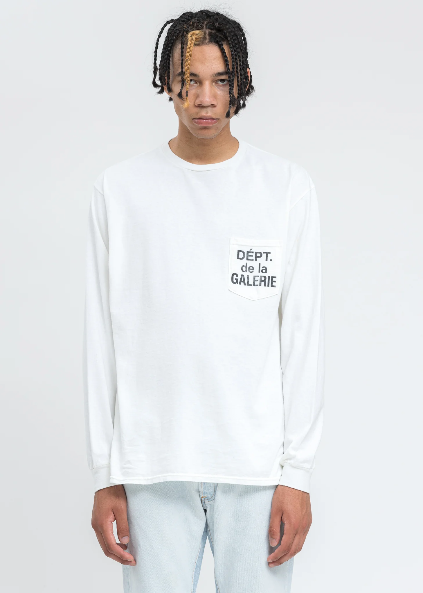 White French Logo Long Sleeve Pocket Tee