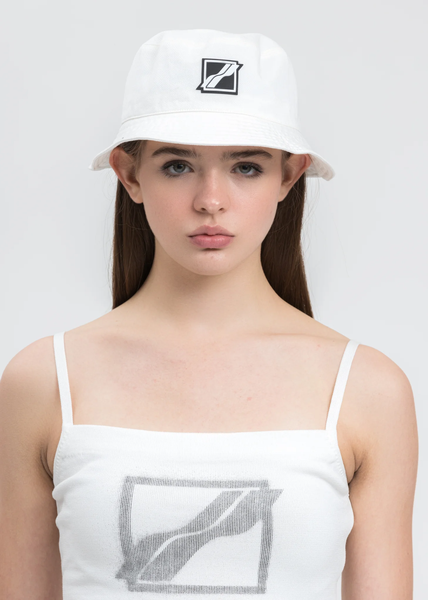 White Square Logo Bucket Hat