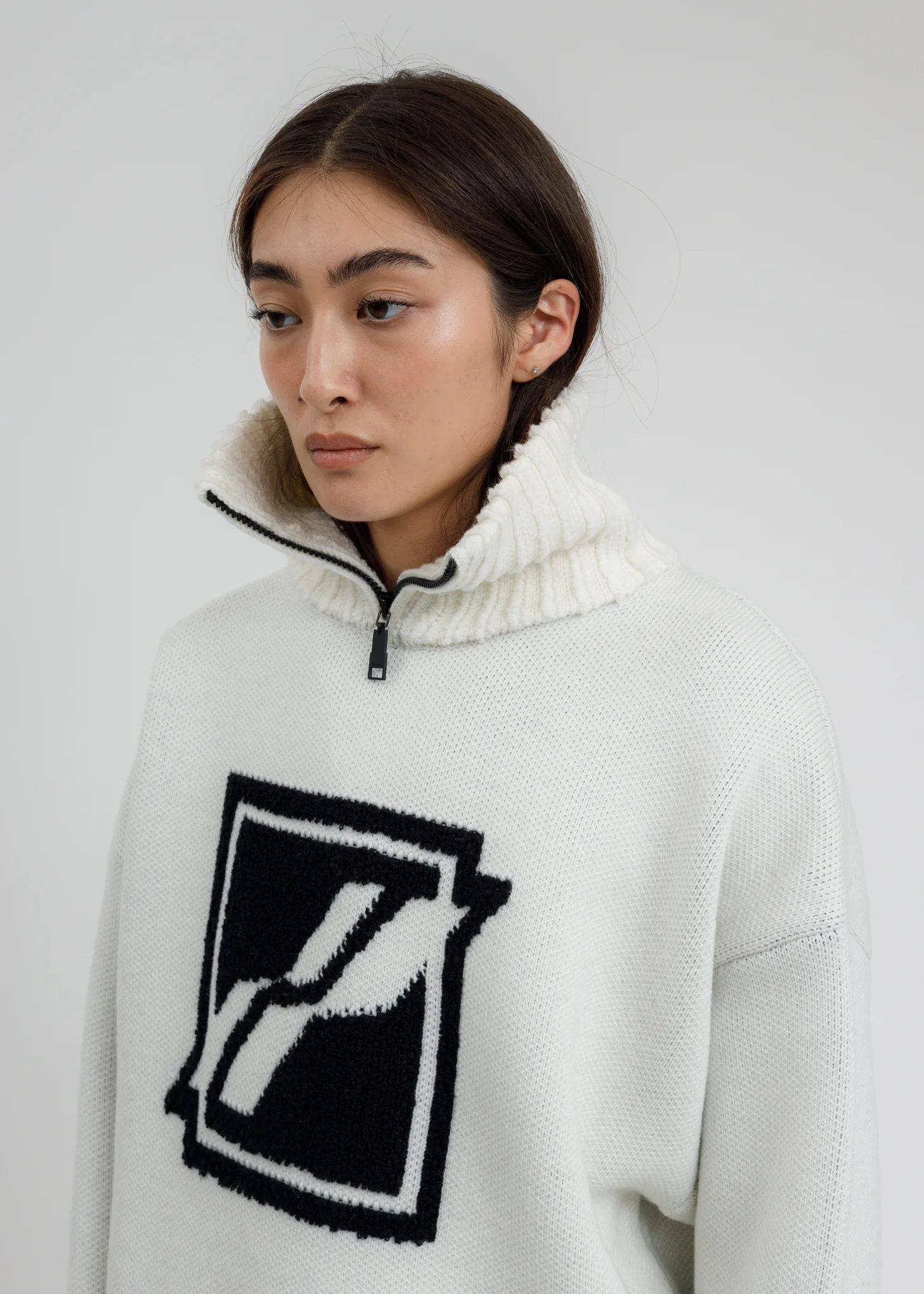 White Square Logo Pile Knit Jumper - Image 2