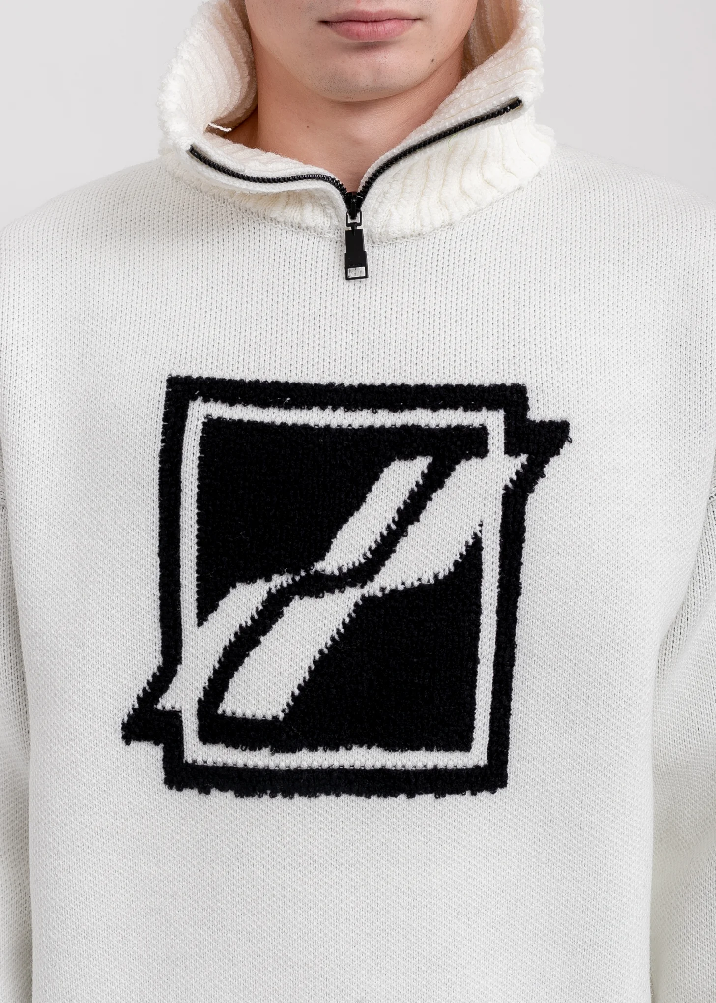 White Square Logo Pile Knit Jumper - Image 2