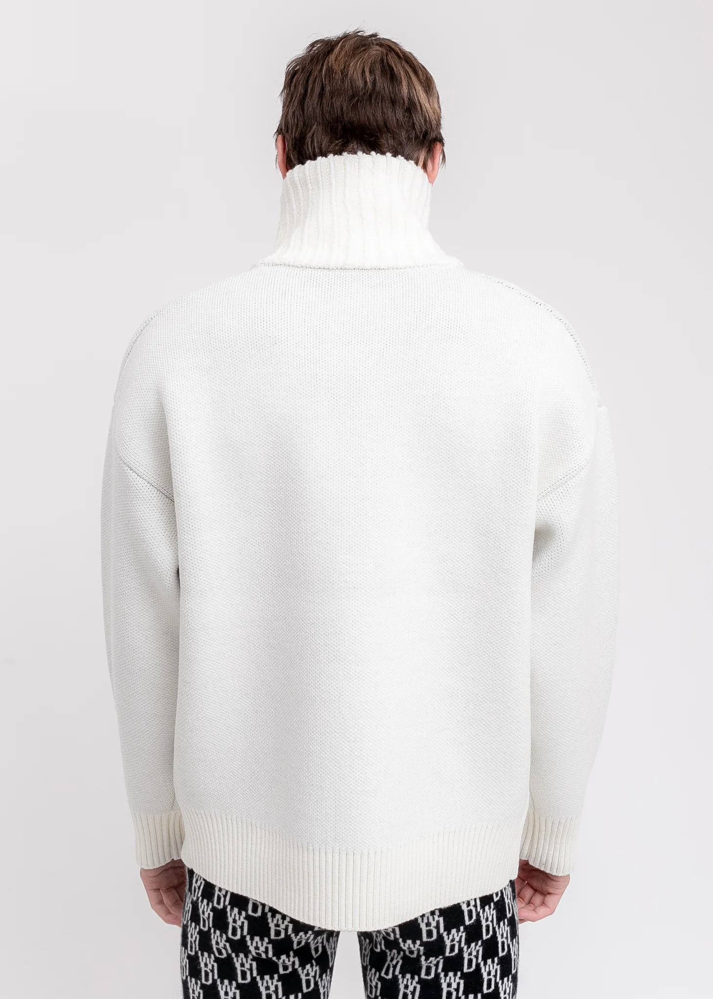 White Square Logo Pile Knit Jumper - Image 4