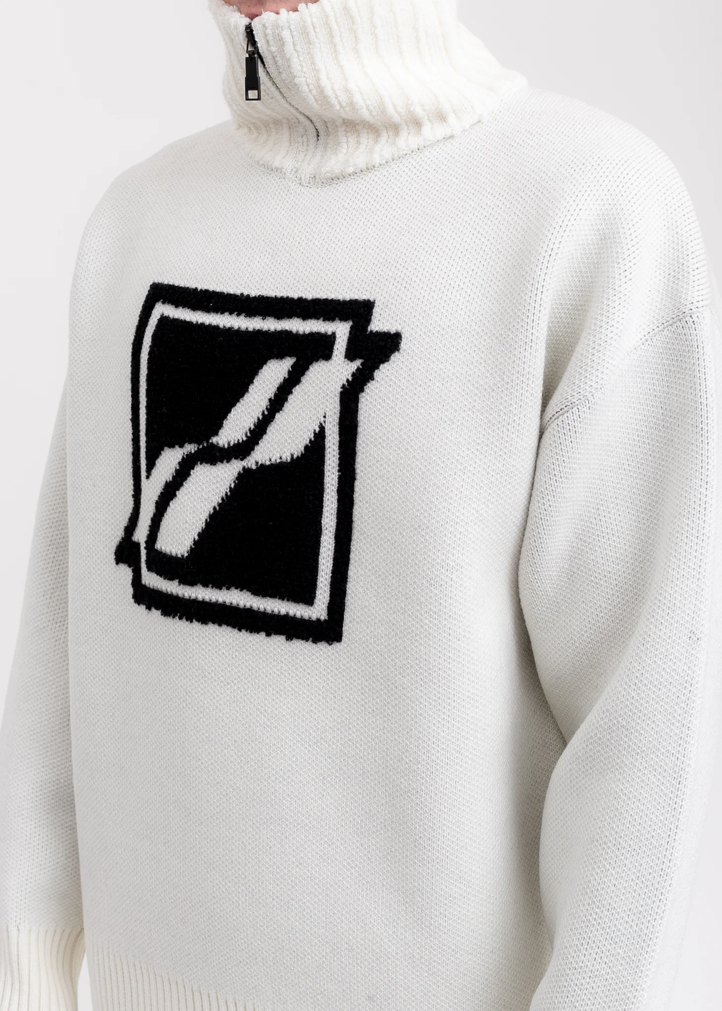 White Square Logo Pile Knit Jumper - Image 5