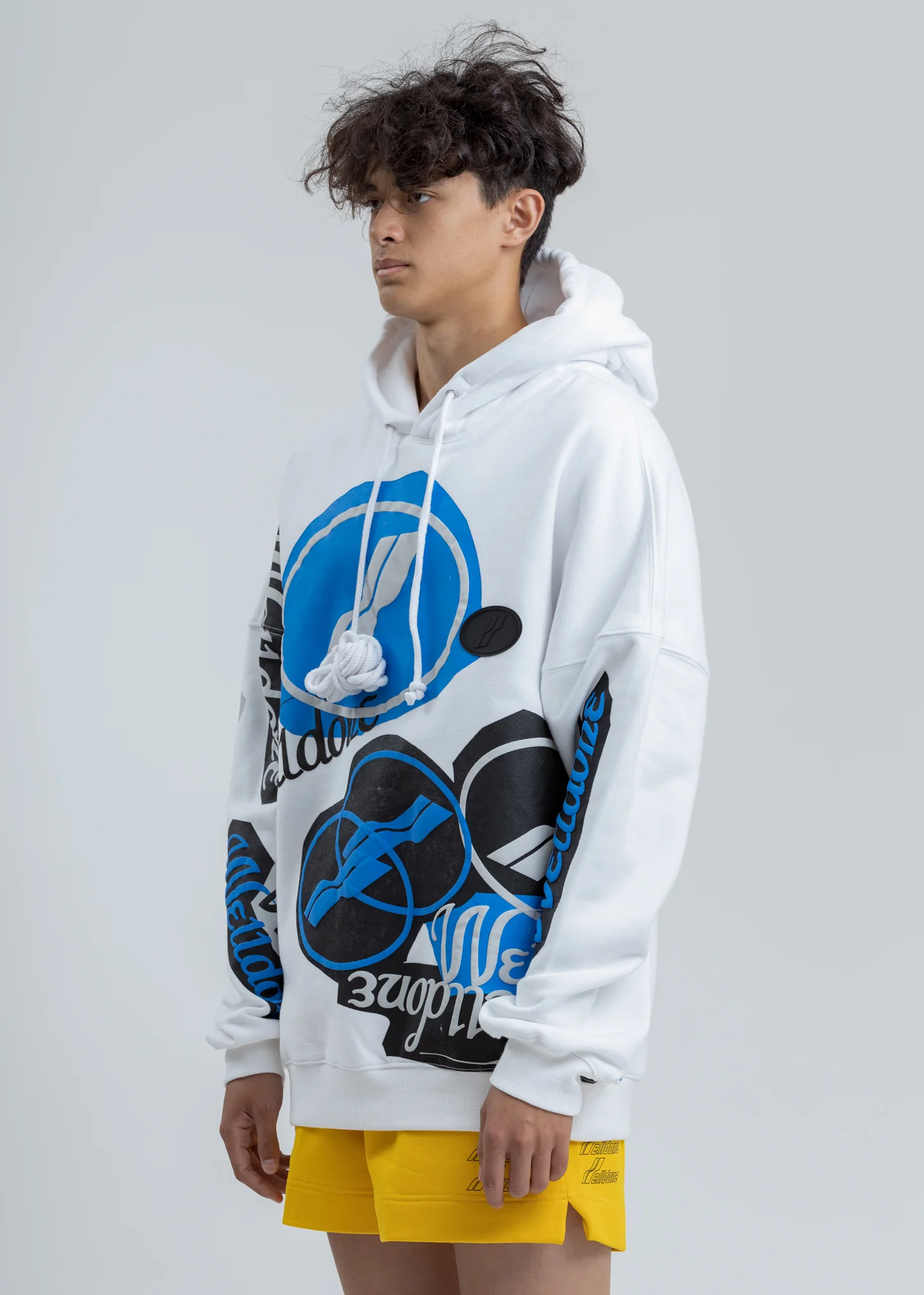 White Stacked Logo Hoodie - Image 3