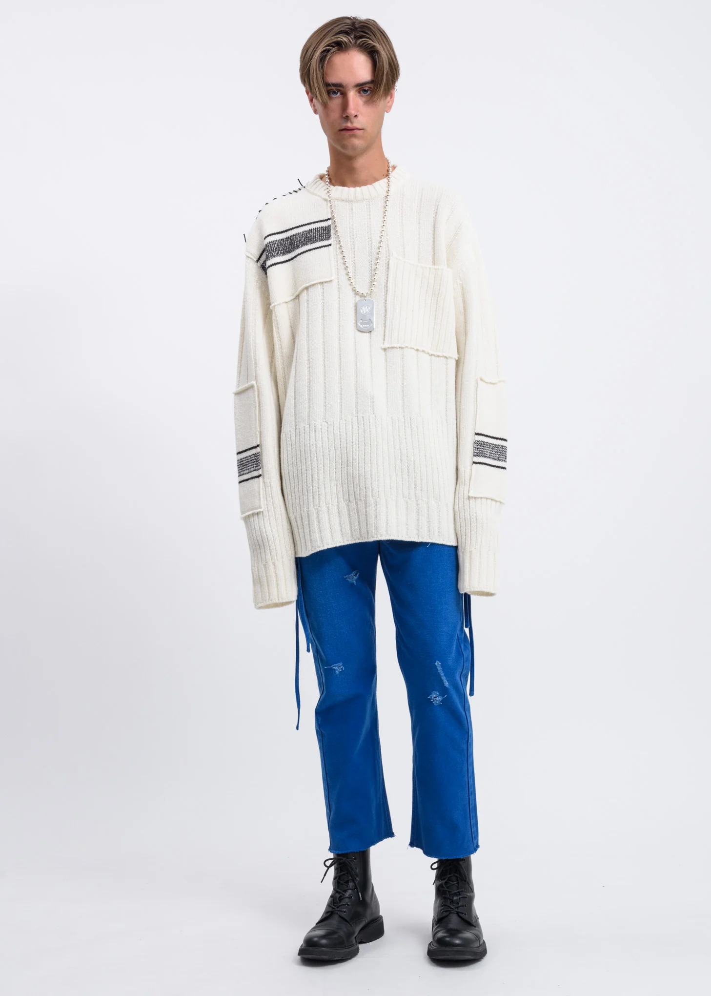 White Stitch Embroidery Sweater - Image 6