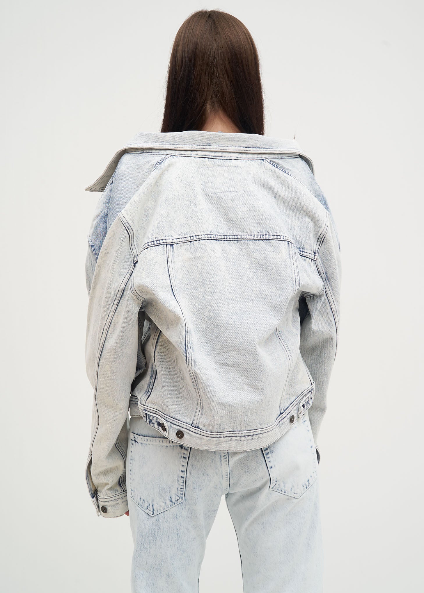 White Stonewash Double Front Jacket - Image 5