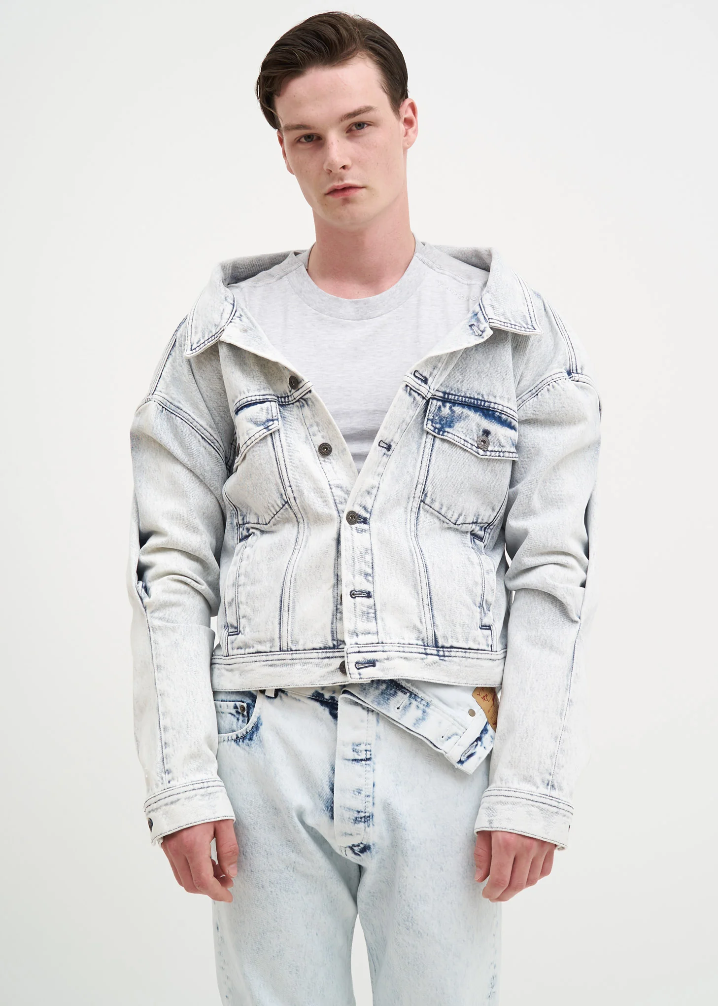White Stonewash Double Front Jacket - Image 4