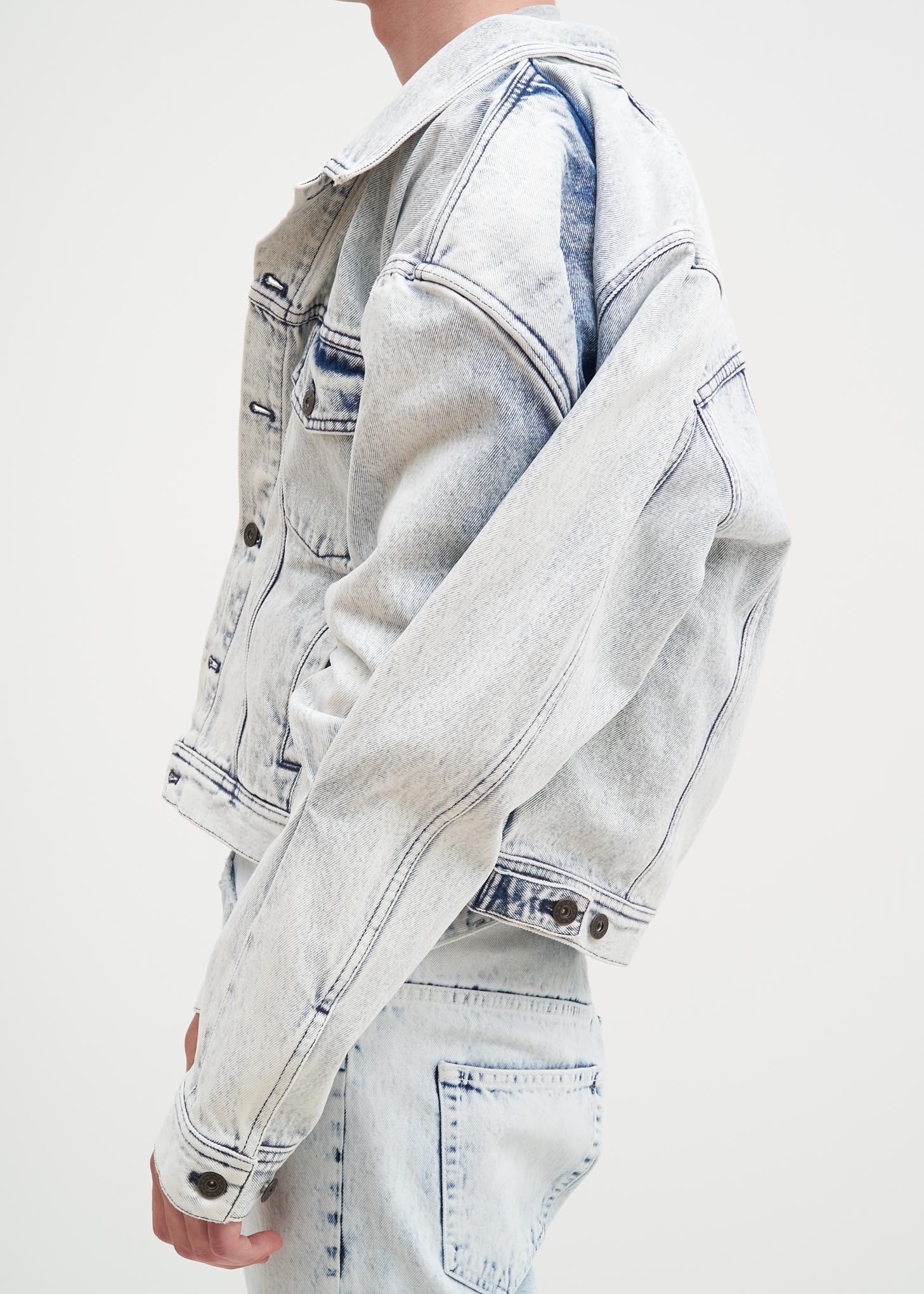 White Stonewash Double Front Jacket - Image 7