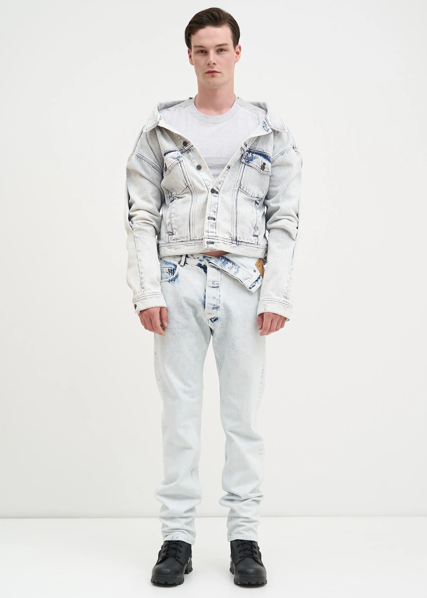 White Stonewash Double Front Jacket - Image 8