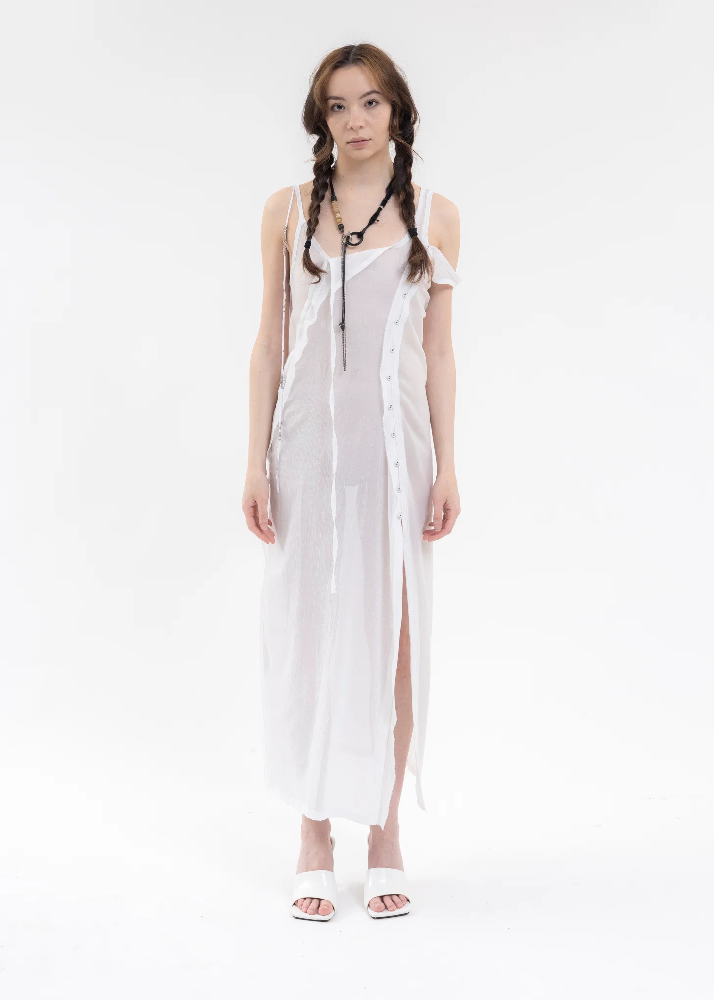 WHITE STRAP LONG DRESS - Image 11