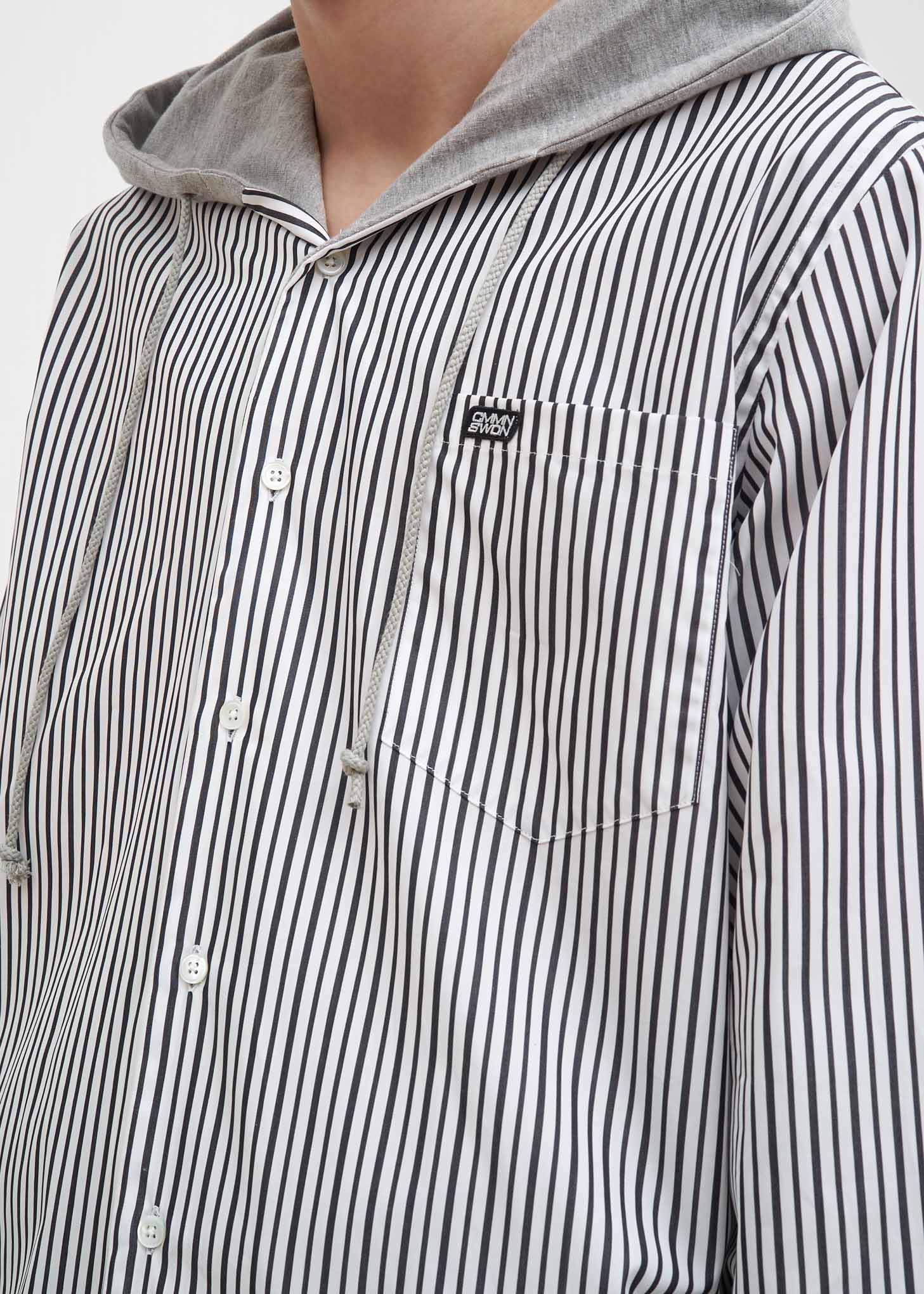 White Stripe Riley Hooded Shirt - Image 6