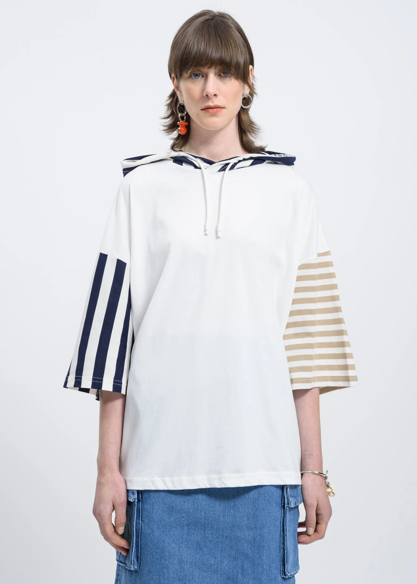 White Stripes Hooded T-Shirt