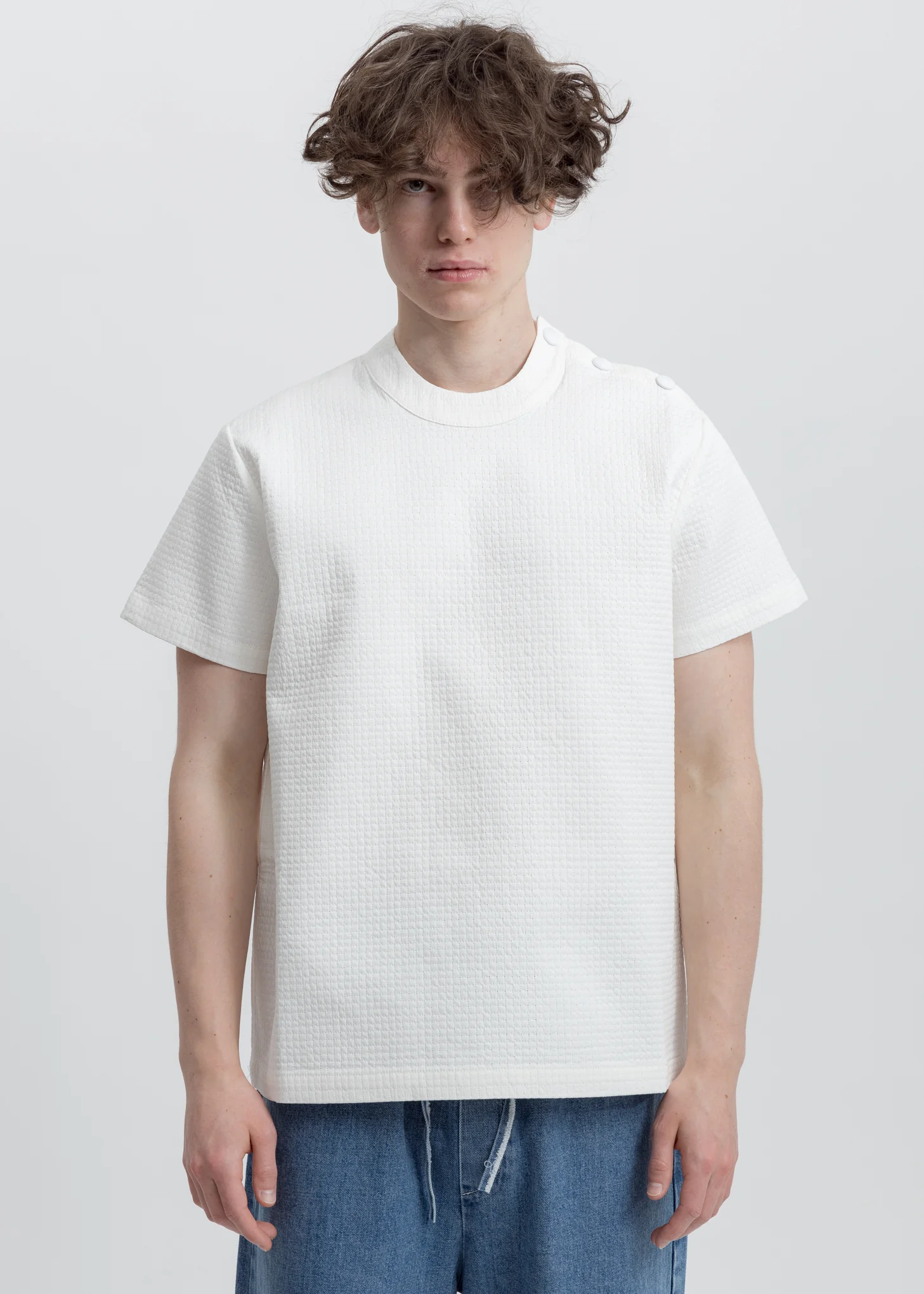 White T-Shirt With Buttons
