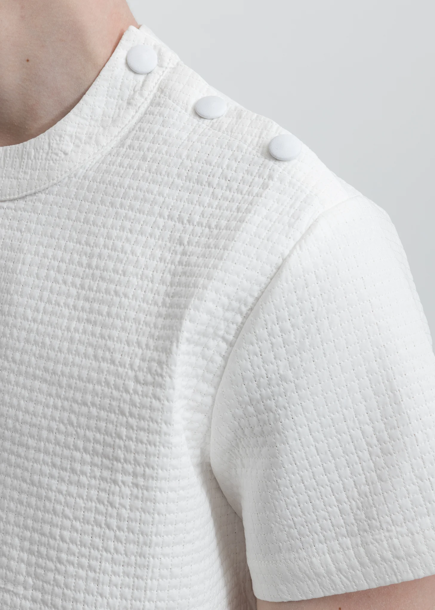 White T-Shirt With Buttons - Image 2