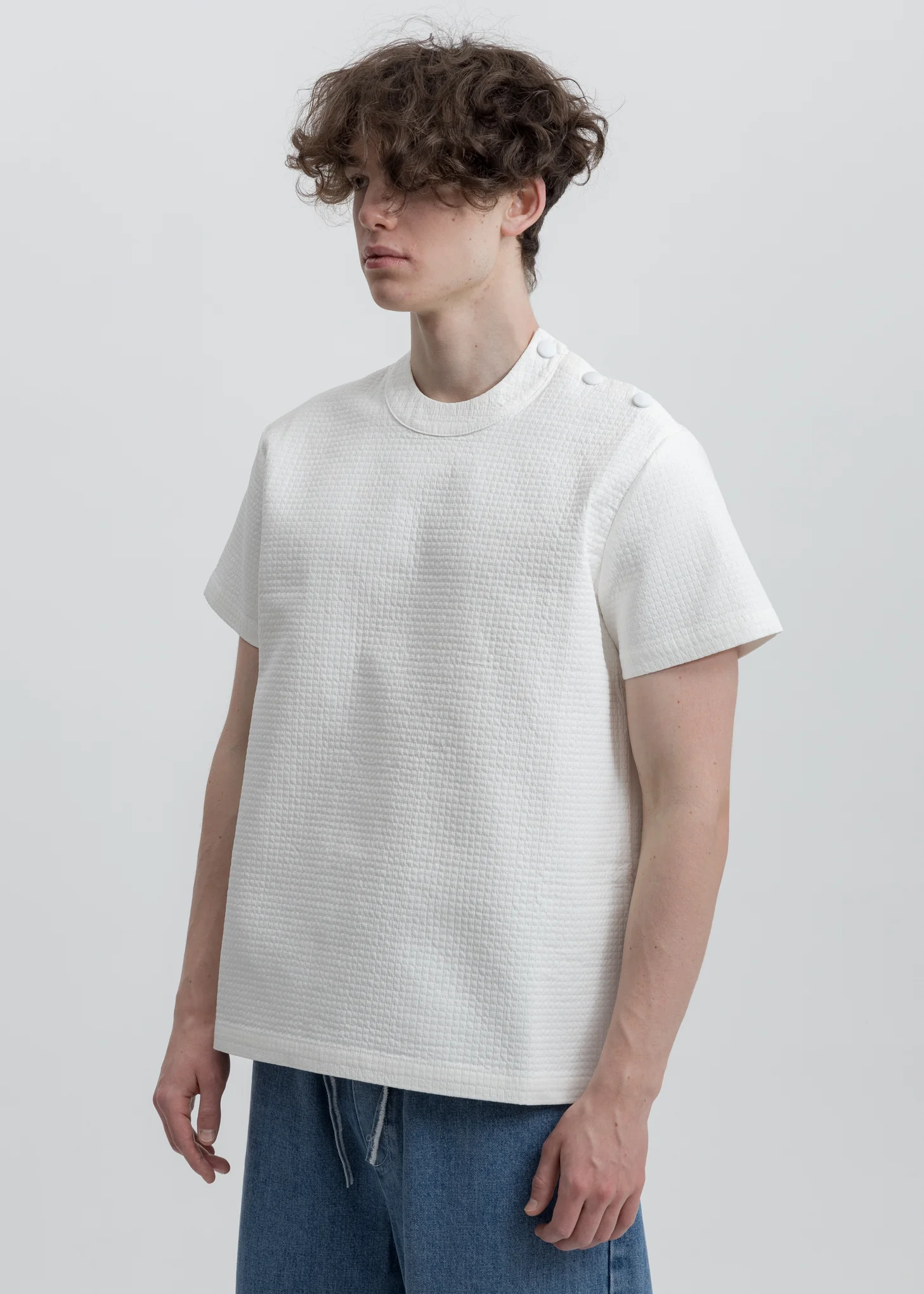 White T-Shirt With Buttons - Image 3