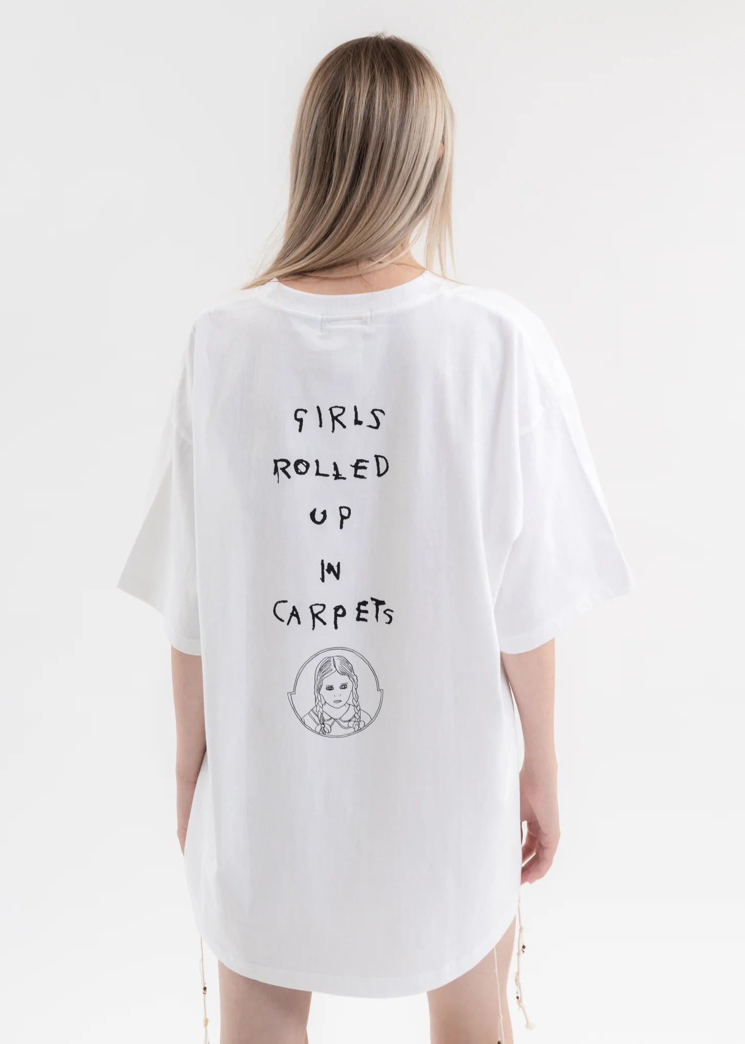White T-Shirts - Girls Rolled Up In Carpets KIDILL × Henry Darger Collaboration - Image 2