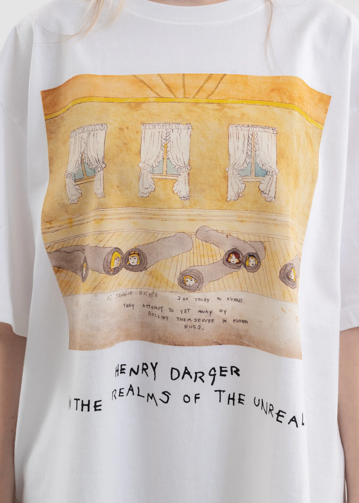White T-Shirts - Girls Rolled Up In Carpets KIDILL × Henry Darger Collaboration - Image 4