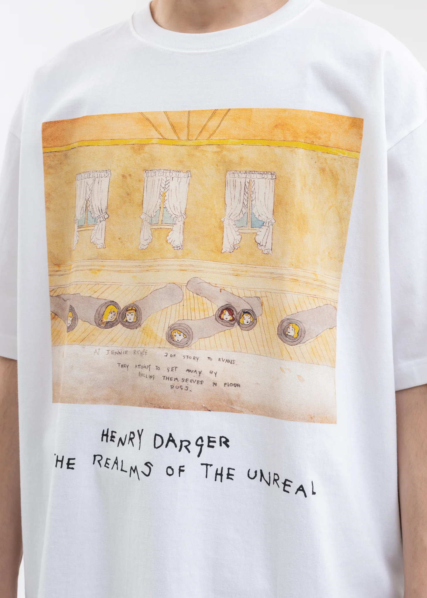 White T-Shirts - Girls Rolled Up In Carpets KIDILL × Henry Darger Collaboration - Image 4