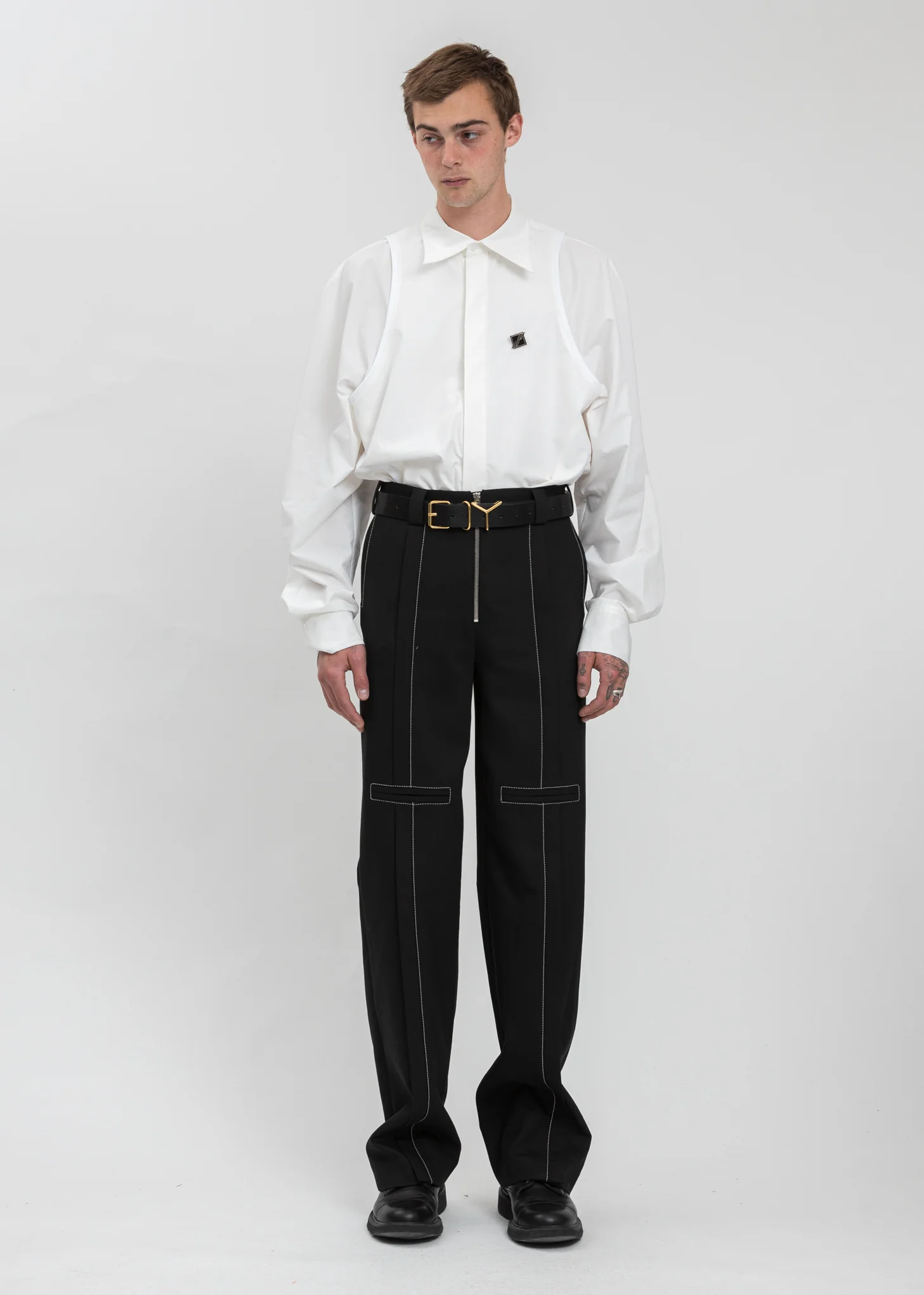 White Tank Top Detail Shirt - Image 5