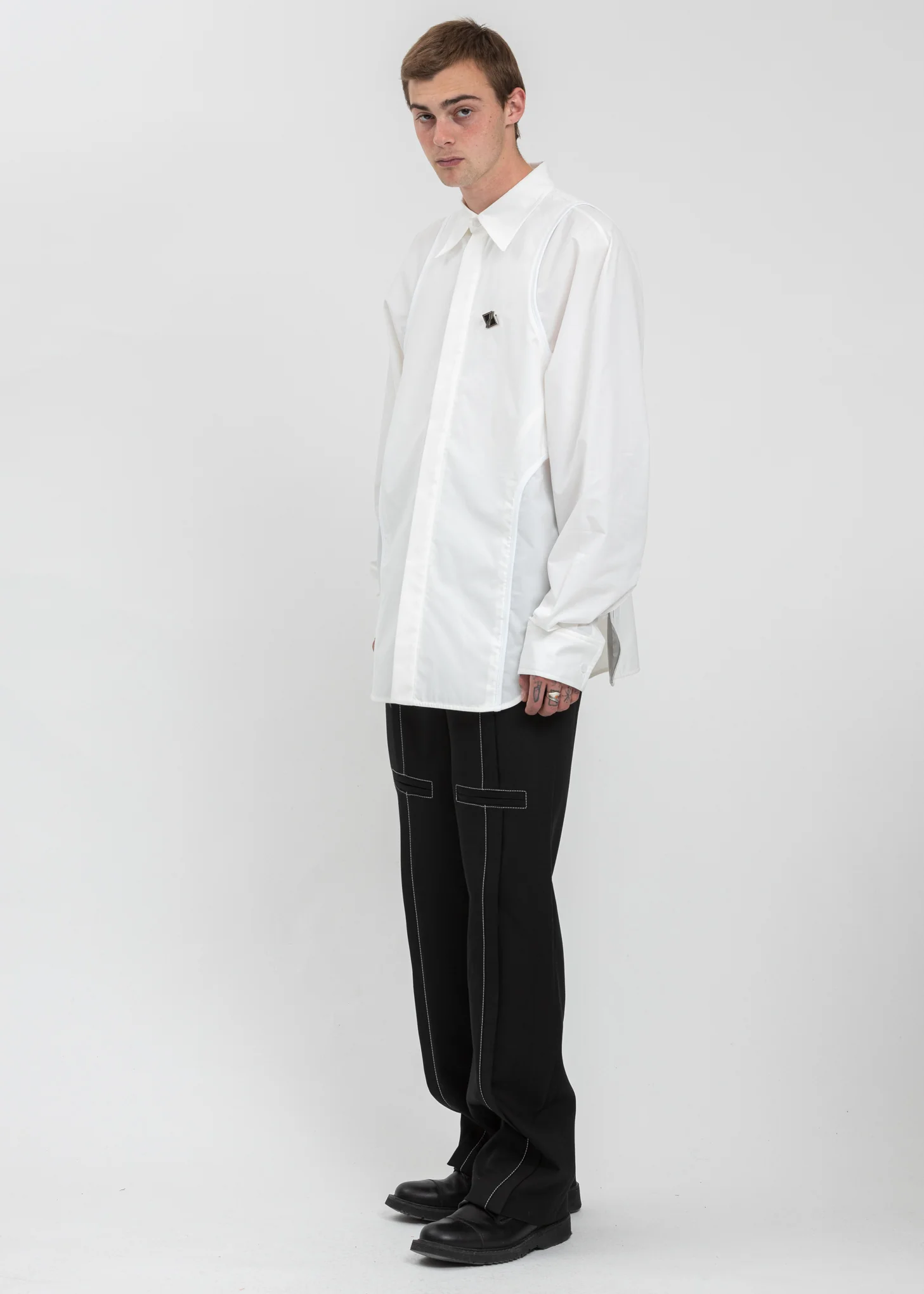 White Tank Top Detail Shirt - Image 7