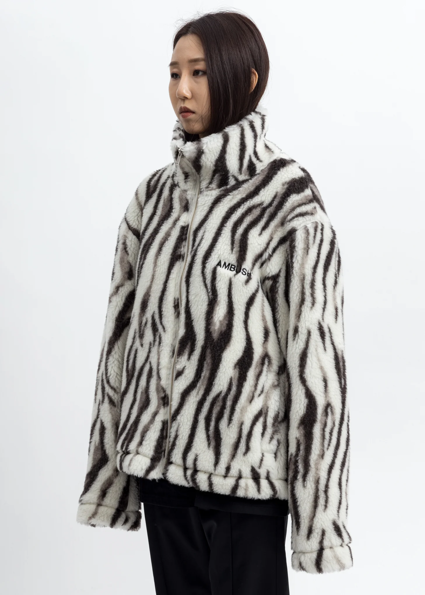 White Tiger Print Fleece Jacket - Image 3