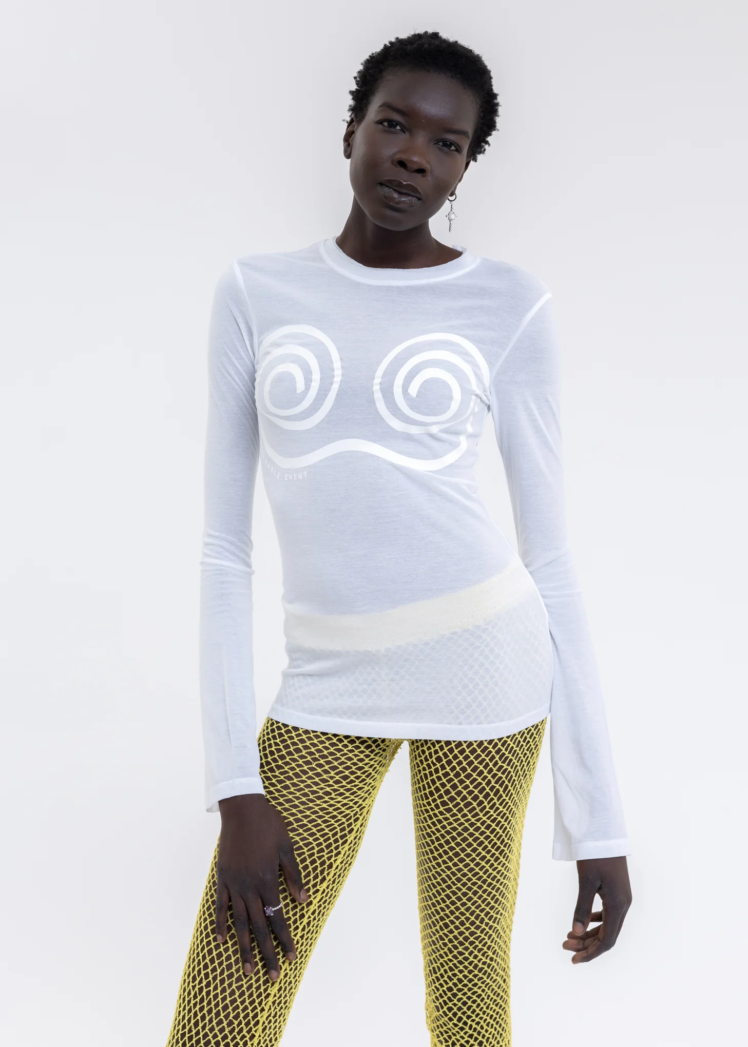 White Totem Printed Long Sleeve Top