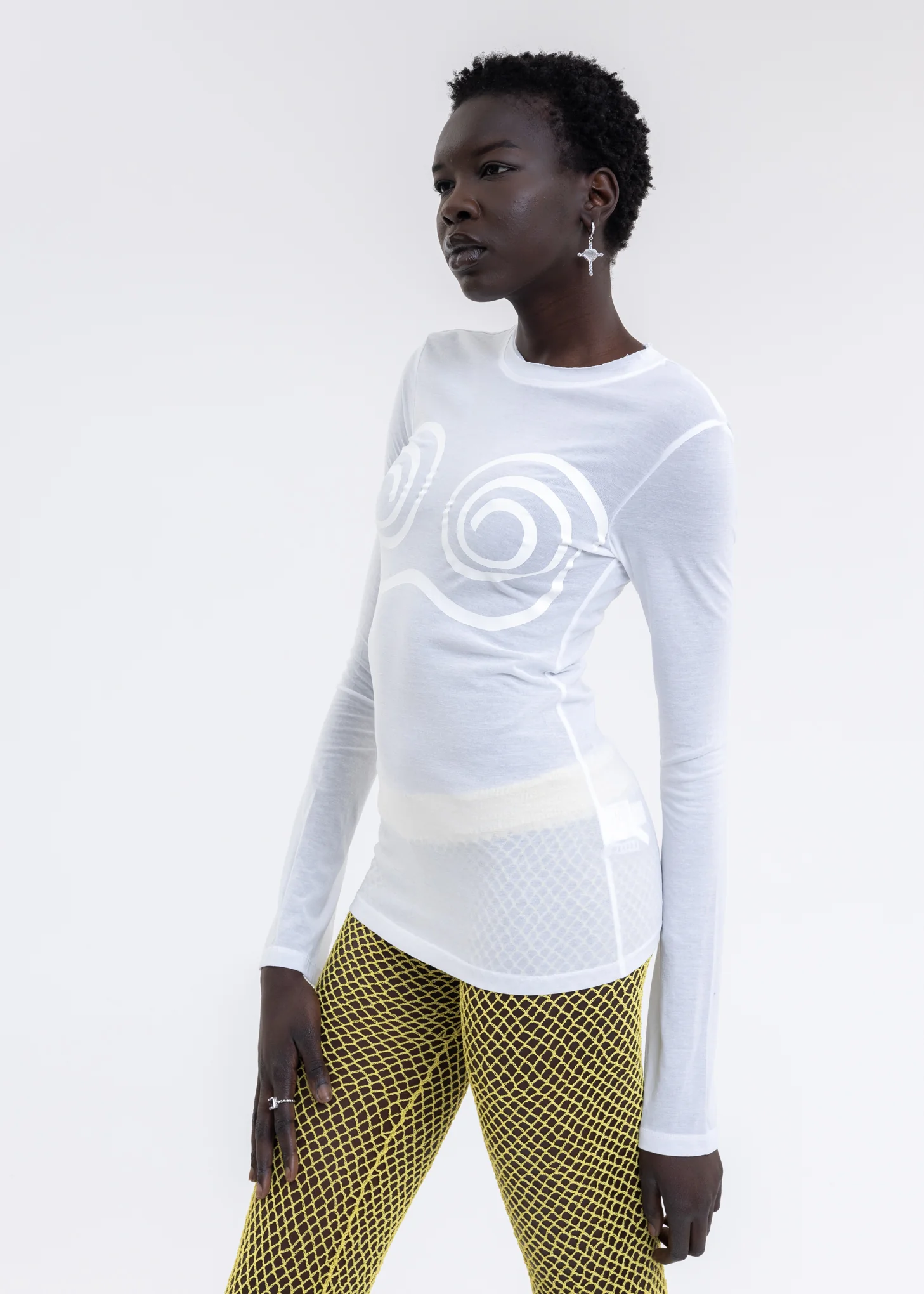 White Totem Printed Long Sleeve Top - Image 3