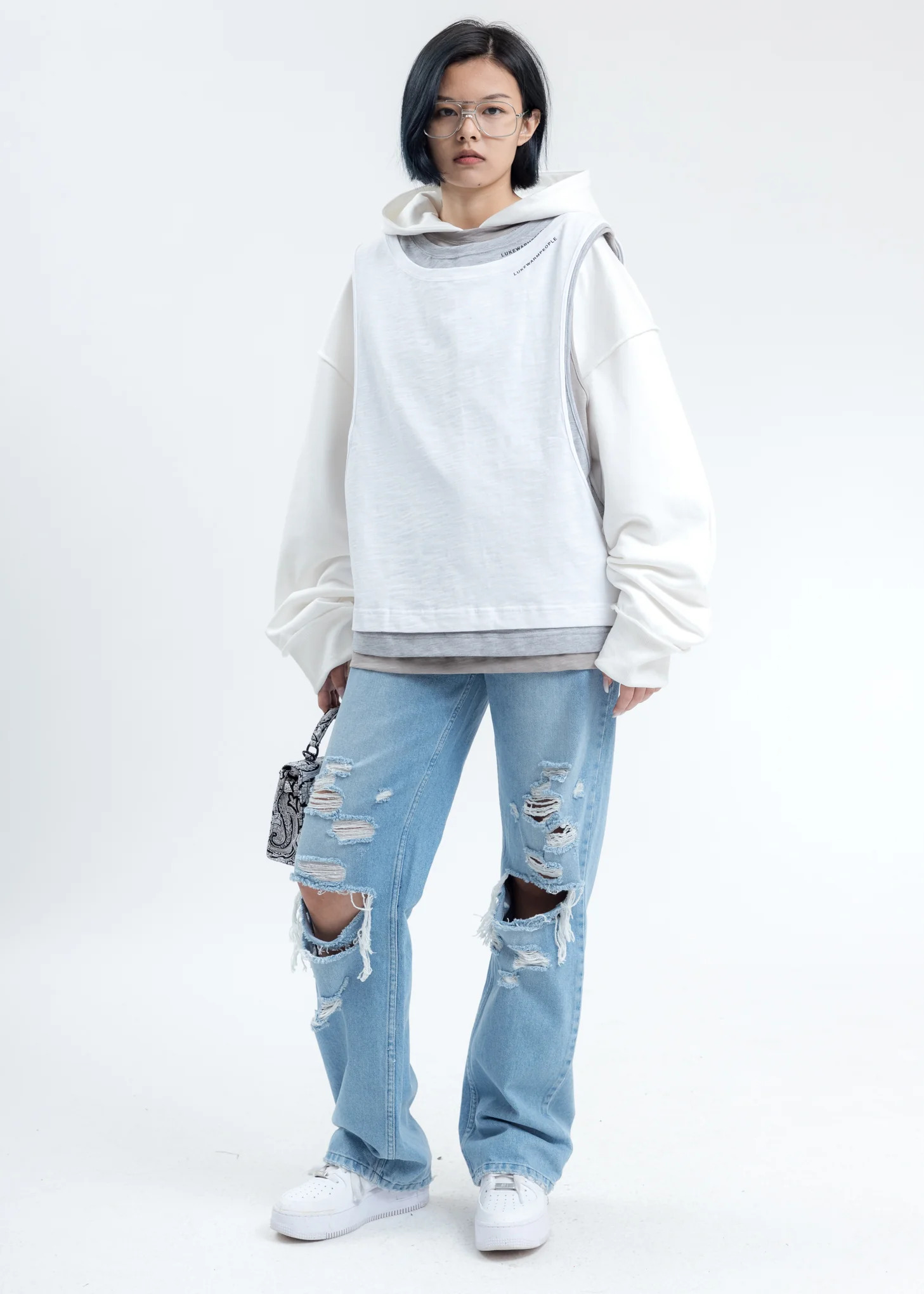 White Triple Layer Muscle Tee - Image 5