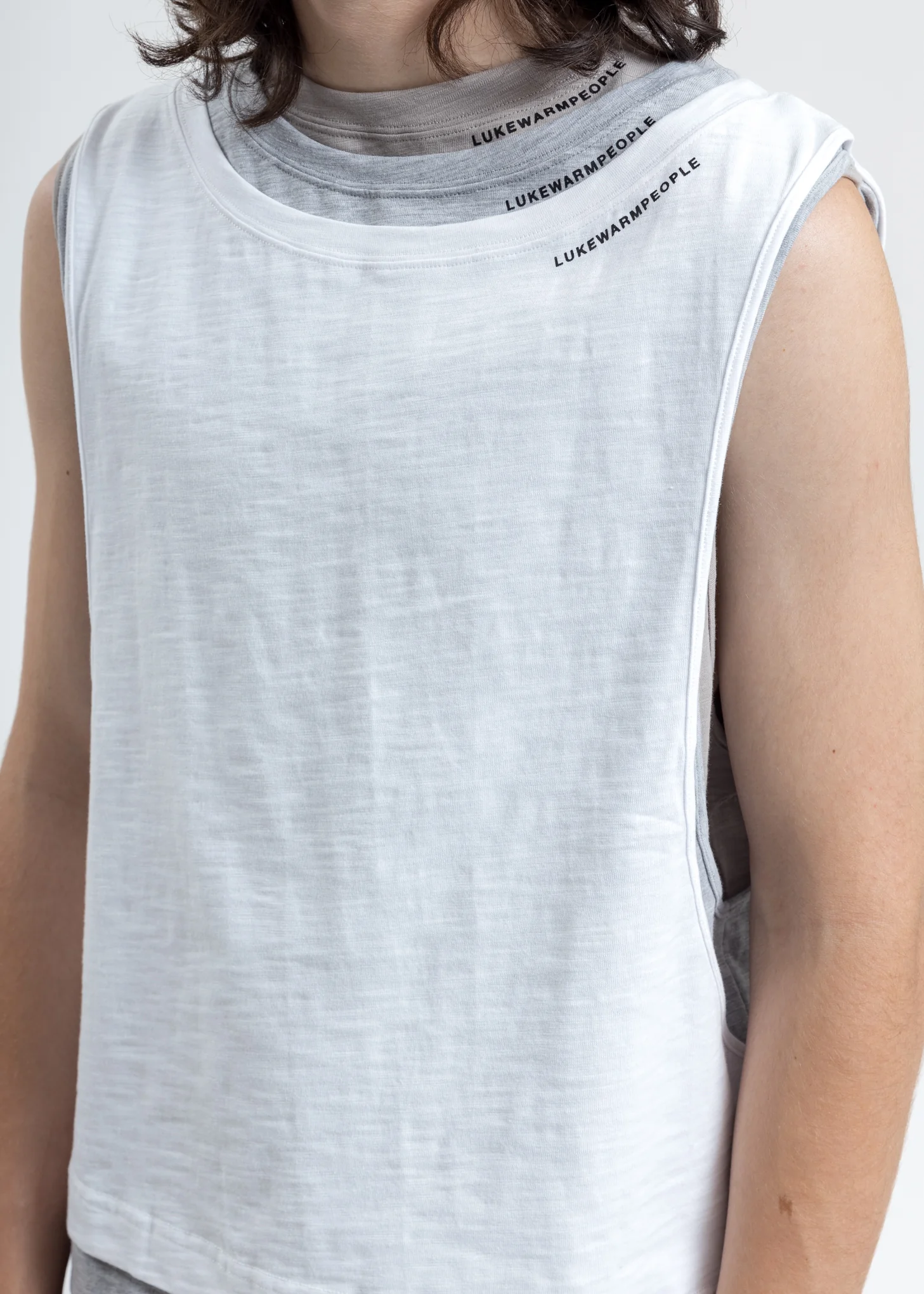 White Triple Layer Muscle Tee - Image 2