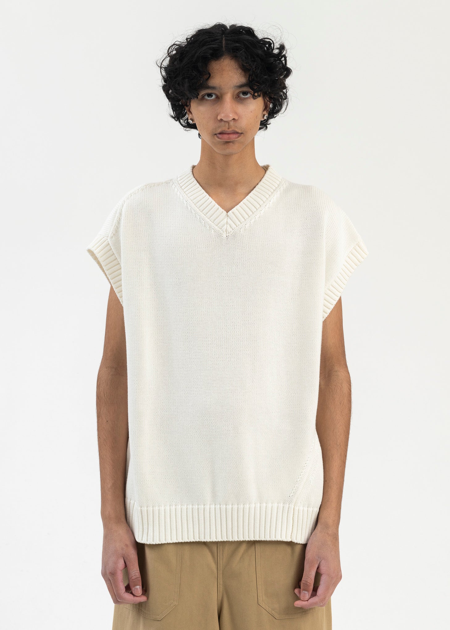 White  V-Neck Vest