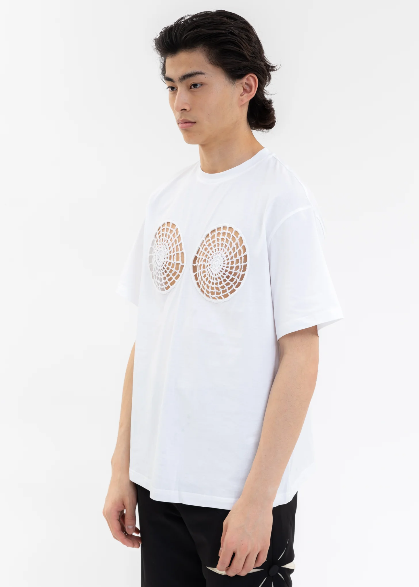White Vortex Hollow Short Sleeve Top - Image 3