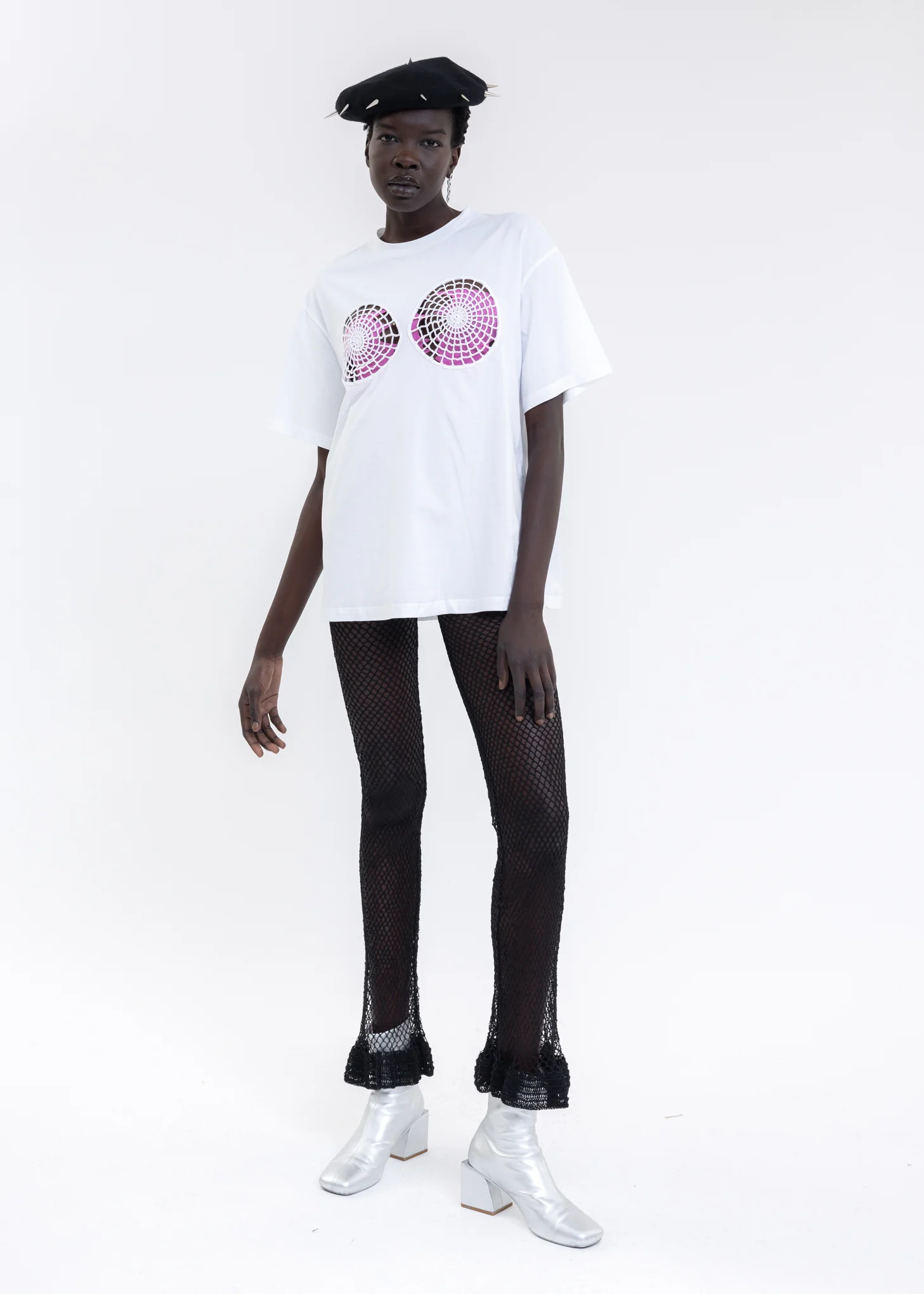 White Vortex Hollow Short Sleeve Top - Image 5