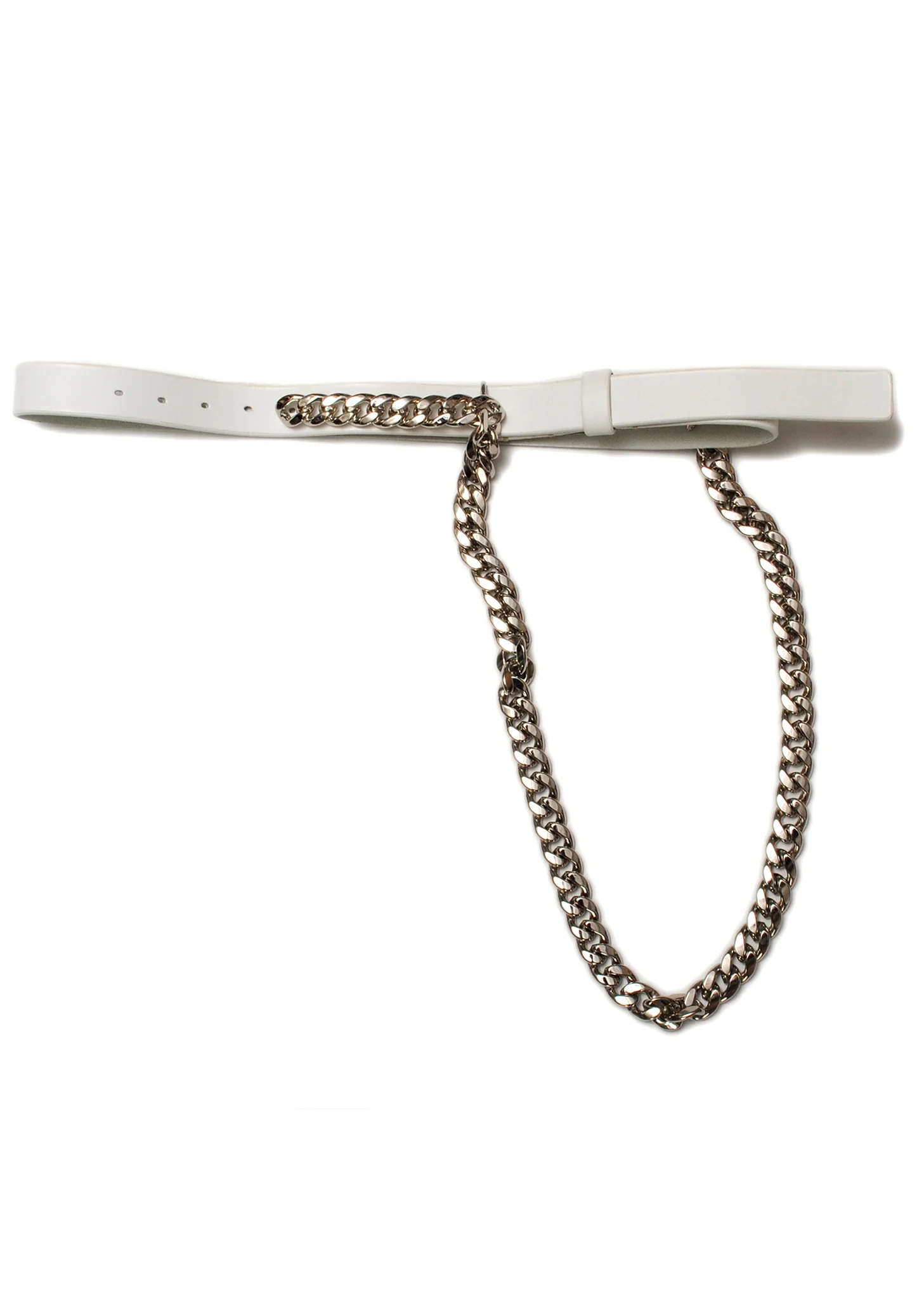 White WALLET CHAIN BUCKLE Leather Belt - Image 8