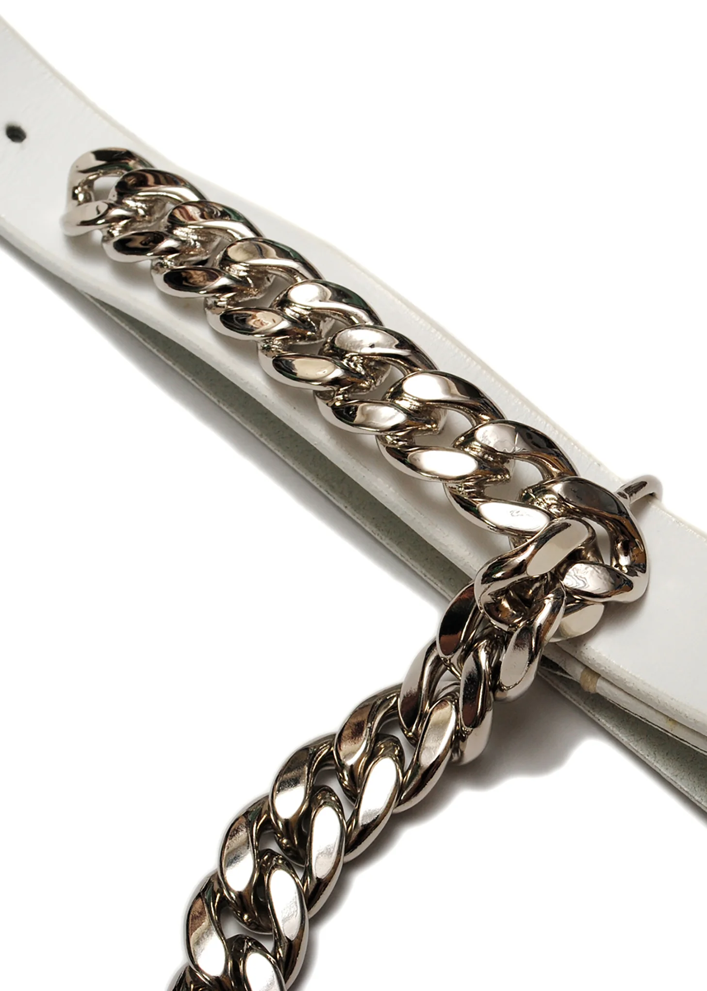 White WALLET CHAIN BUCKLE Leather Belt - Image 9