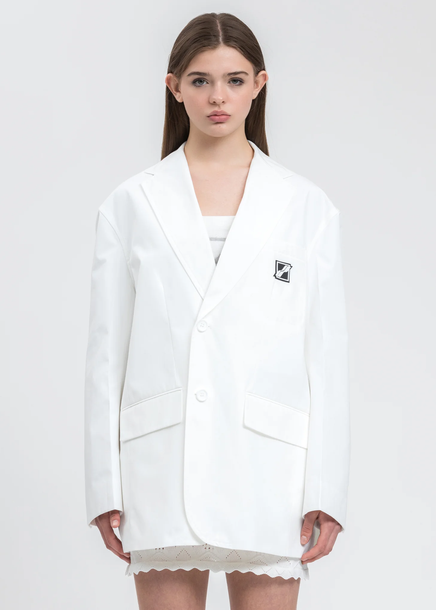 White Wappen Logo Single Breasted Jacket