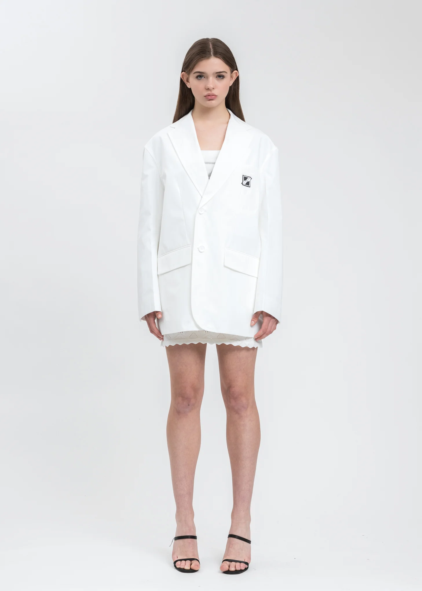White Wappen Logo Single Breasted Jacket - Image 6