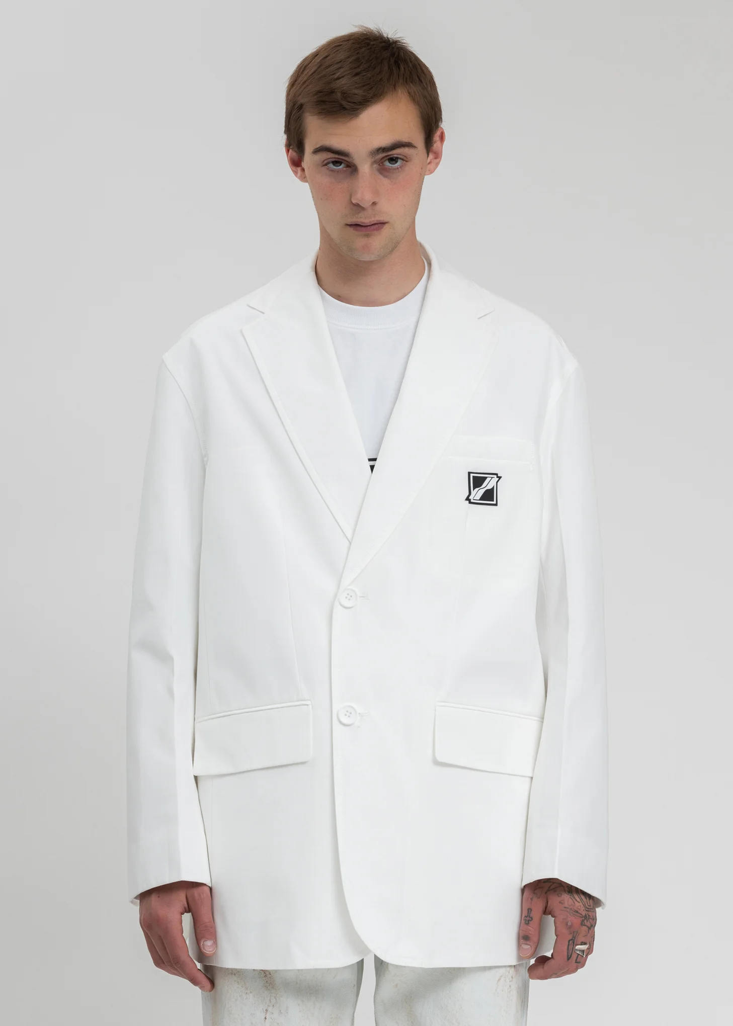 White Wappen Logo Single Breasted Jacket