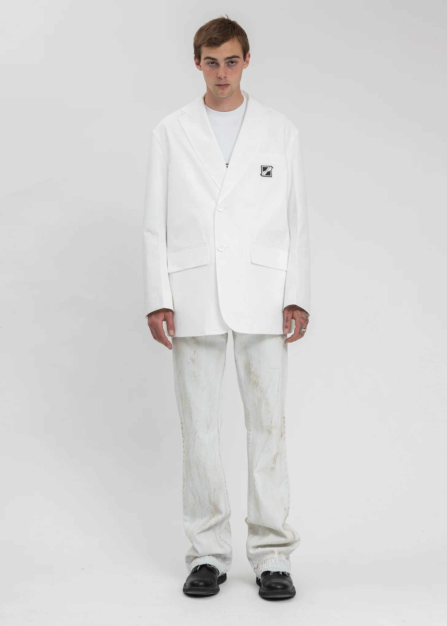 White Wappen Logo Single Breasted Jacket - Image 6
