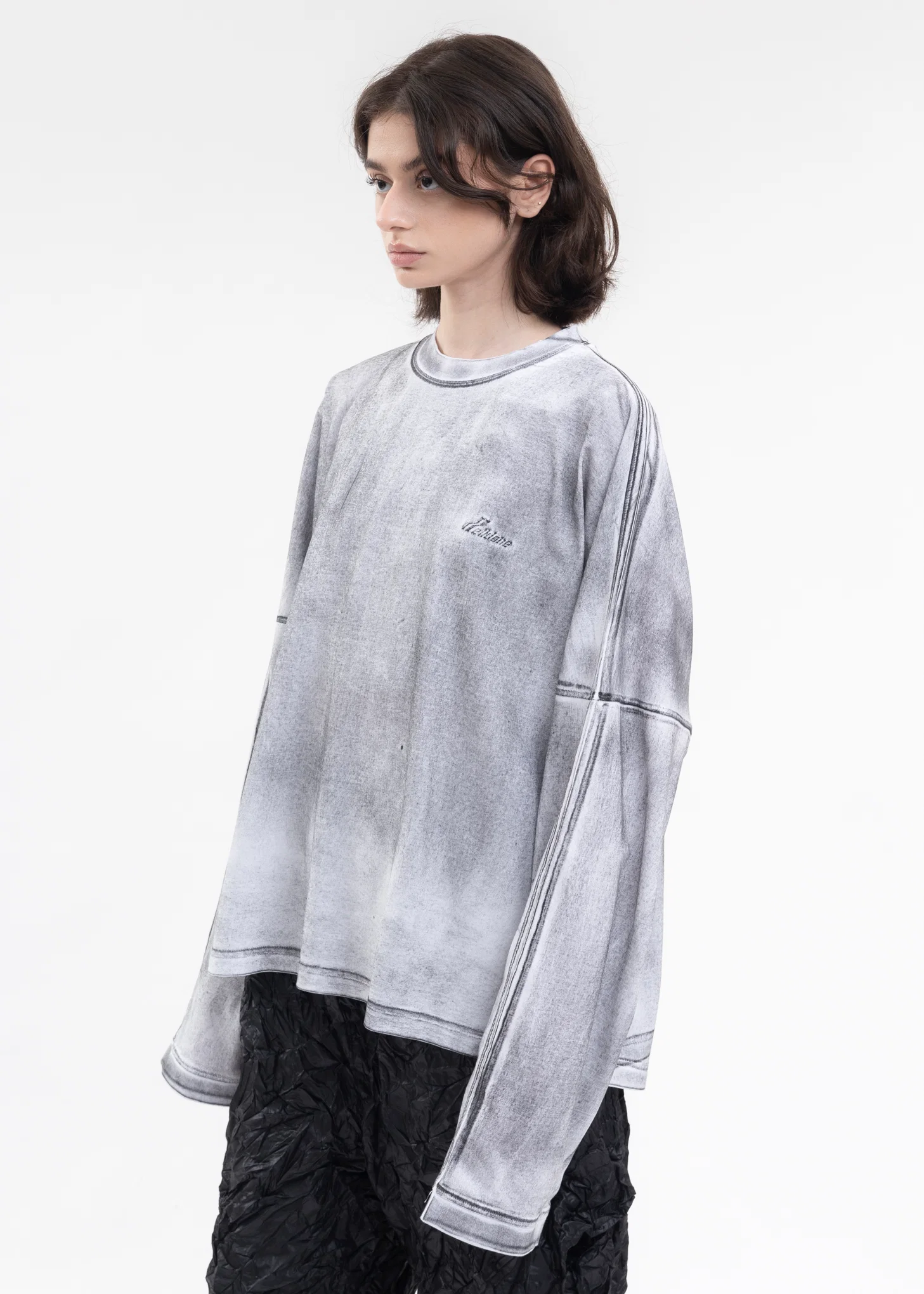 WHITE WD LOGO WASHED LONG-SLEEVED T-SHIRT - Image 3