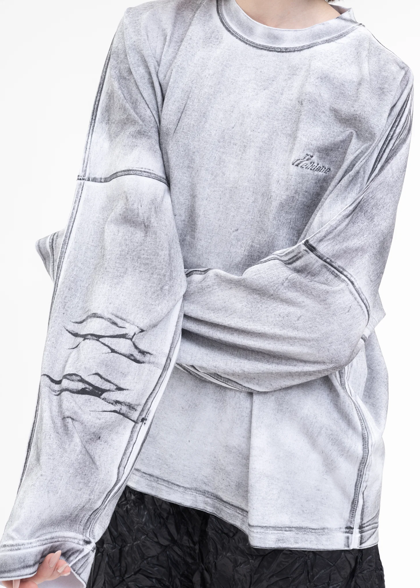 WHITE WD LOGO WASHED LONG-SLEEVED T-SHIRT - Image 5