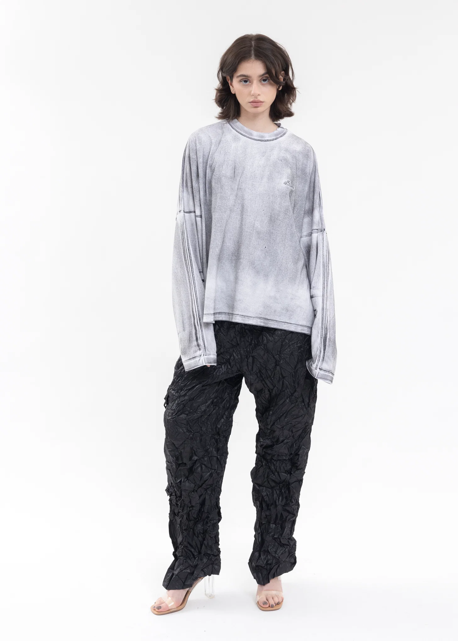 WHITE WD LOGO WASHED LONG-SLEEVED T-SHIRT - Image 6