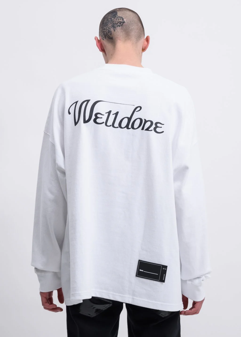White WD Print Logo Long Sleeves - Image 4