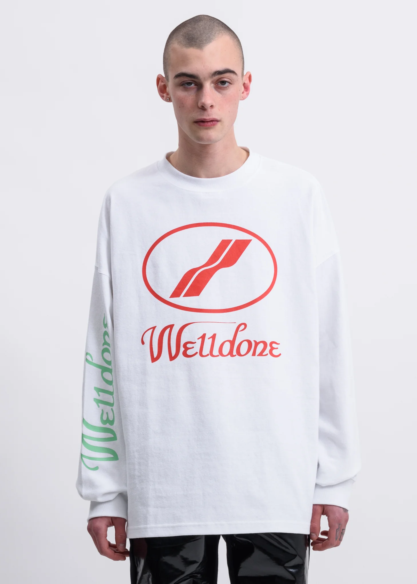 White WD Print Logo Long Sleeves