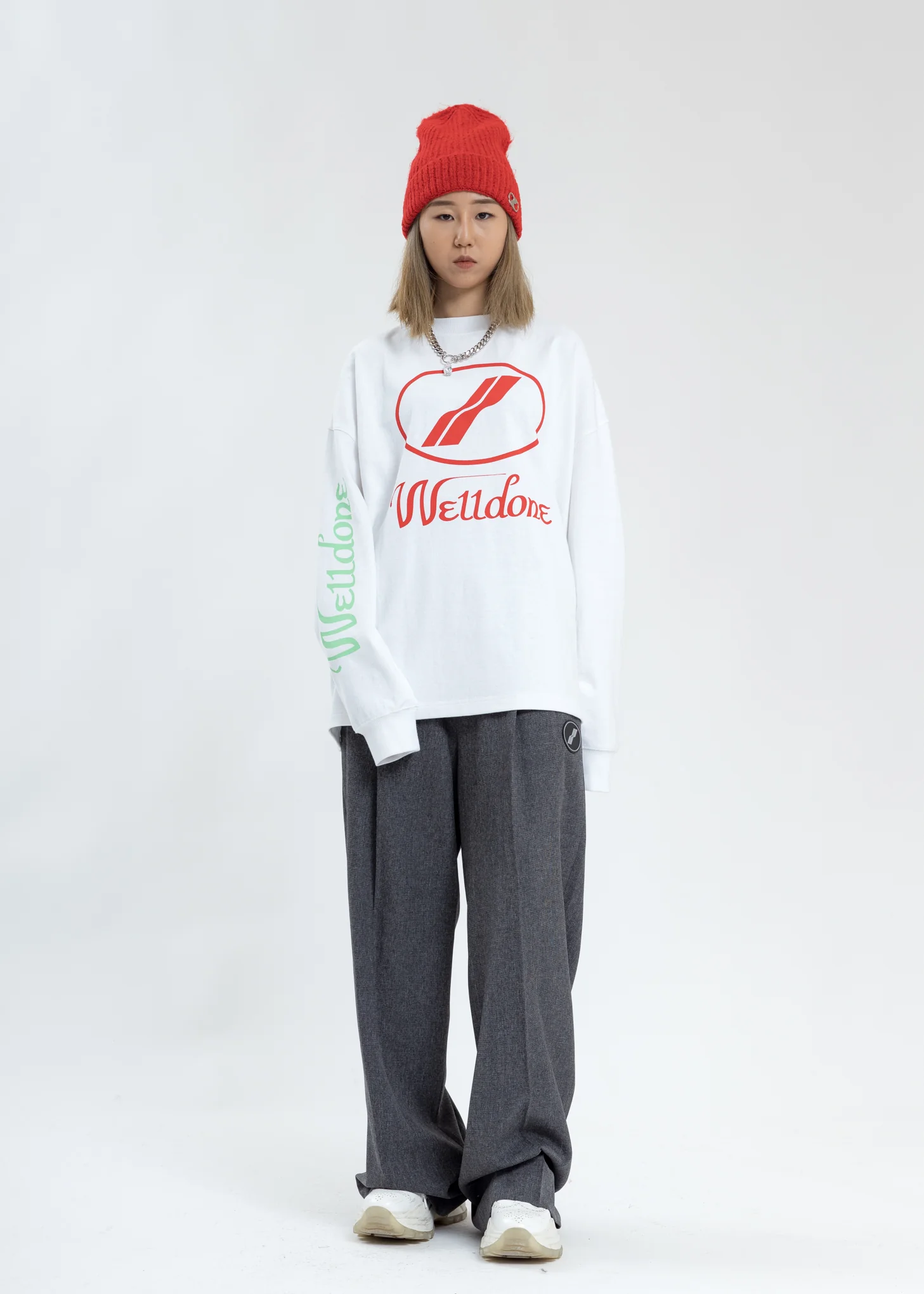 White WD Print Logo Long Sleeves - Image 7