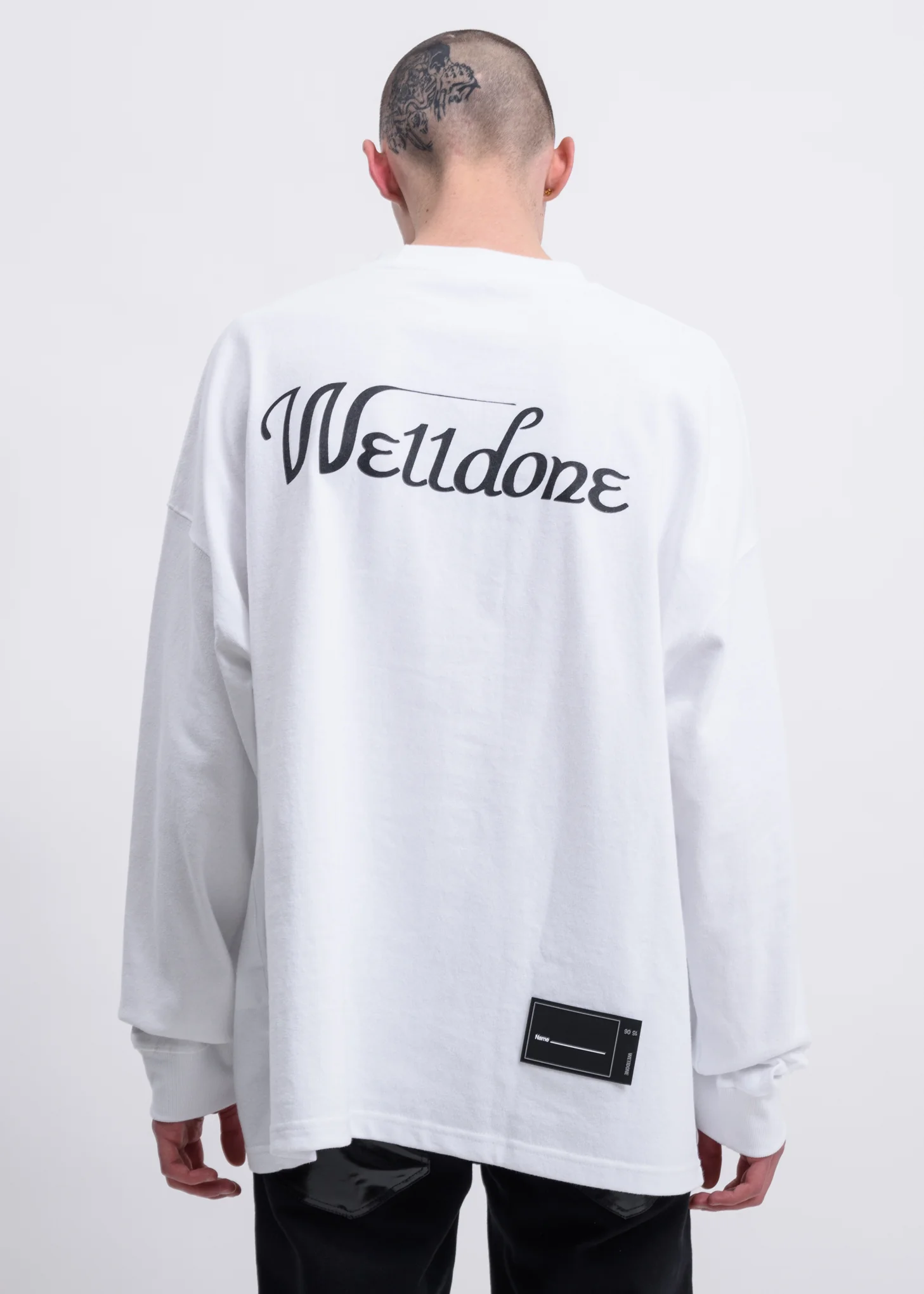 White WD Print Logo Long Sleeves - Image 2
