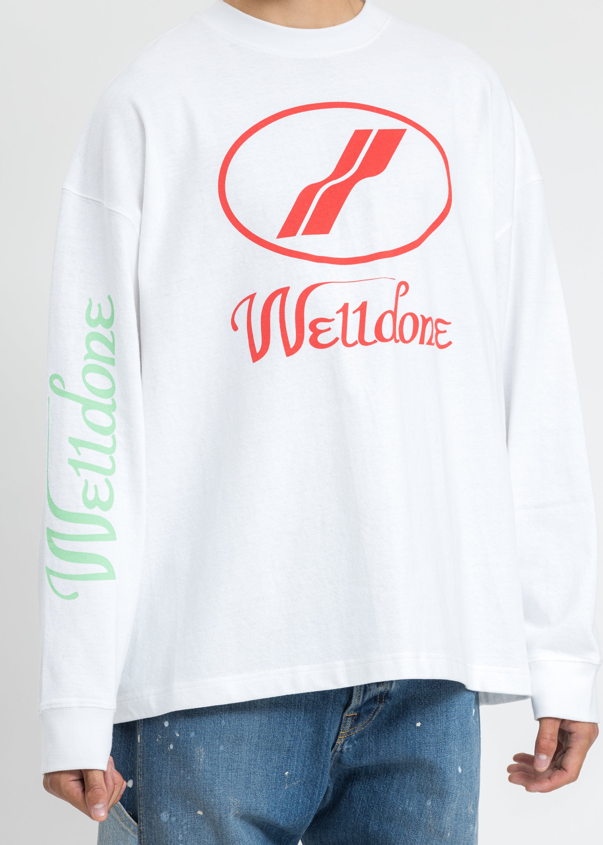 White WD Print Logo Long Sleeves - Image 4