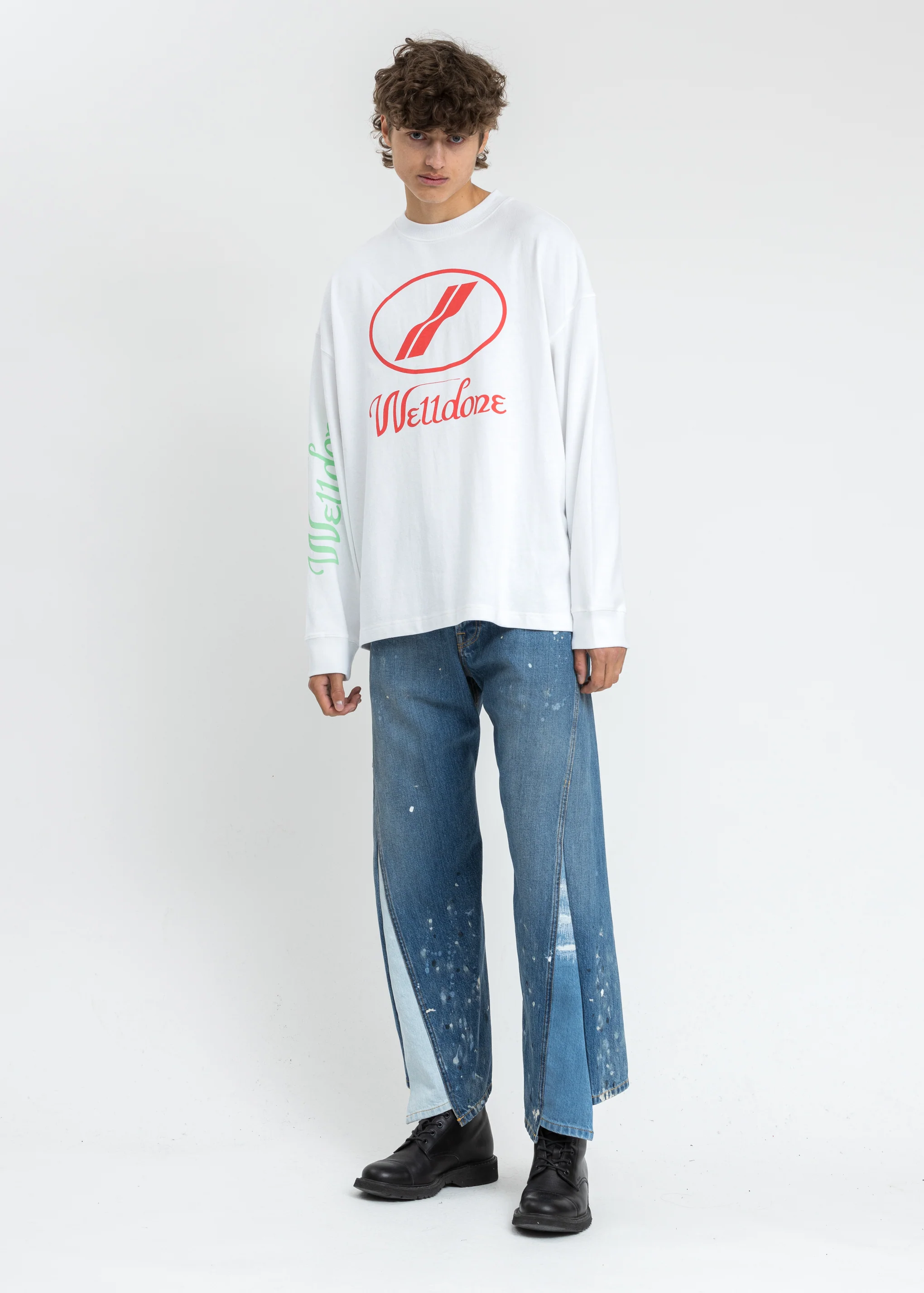 White WD Print Logo Long Sleeves - Image 5